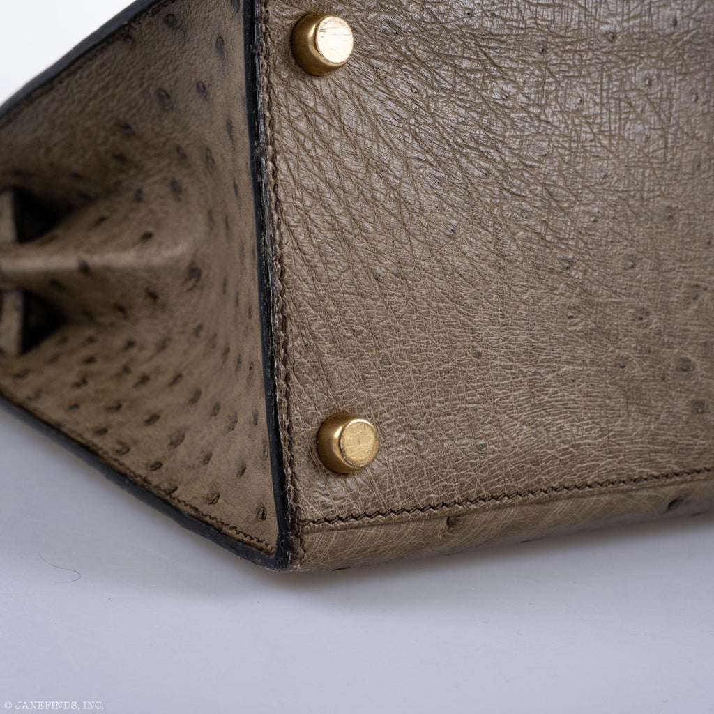 Hermes Kelly 28 Sellier Mousse Ostrich Gold Hardware - Circle W