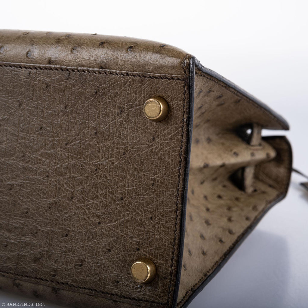 Hermes Kelly 28 Sellier Mousse Ostrich Gold Hardware - Circle W