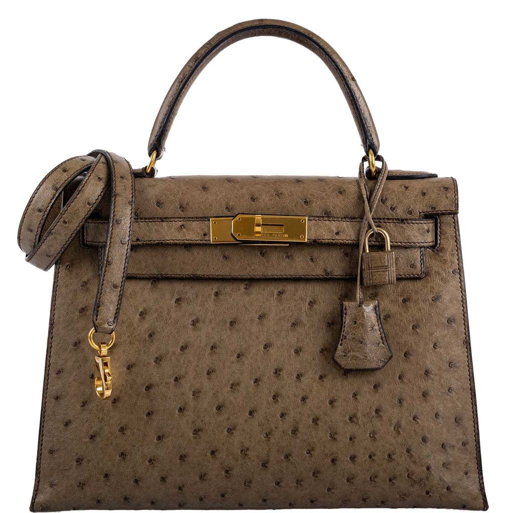 Hermes Kelly 28 Sellier Mousse Ostrich Gold Hardware - Circle W