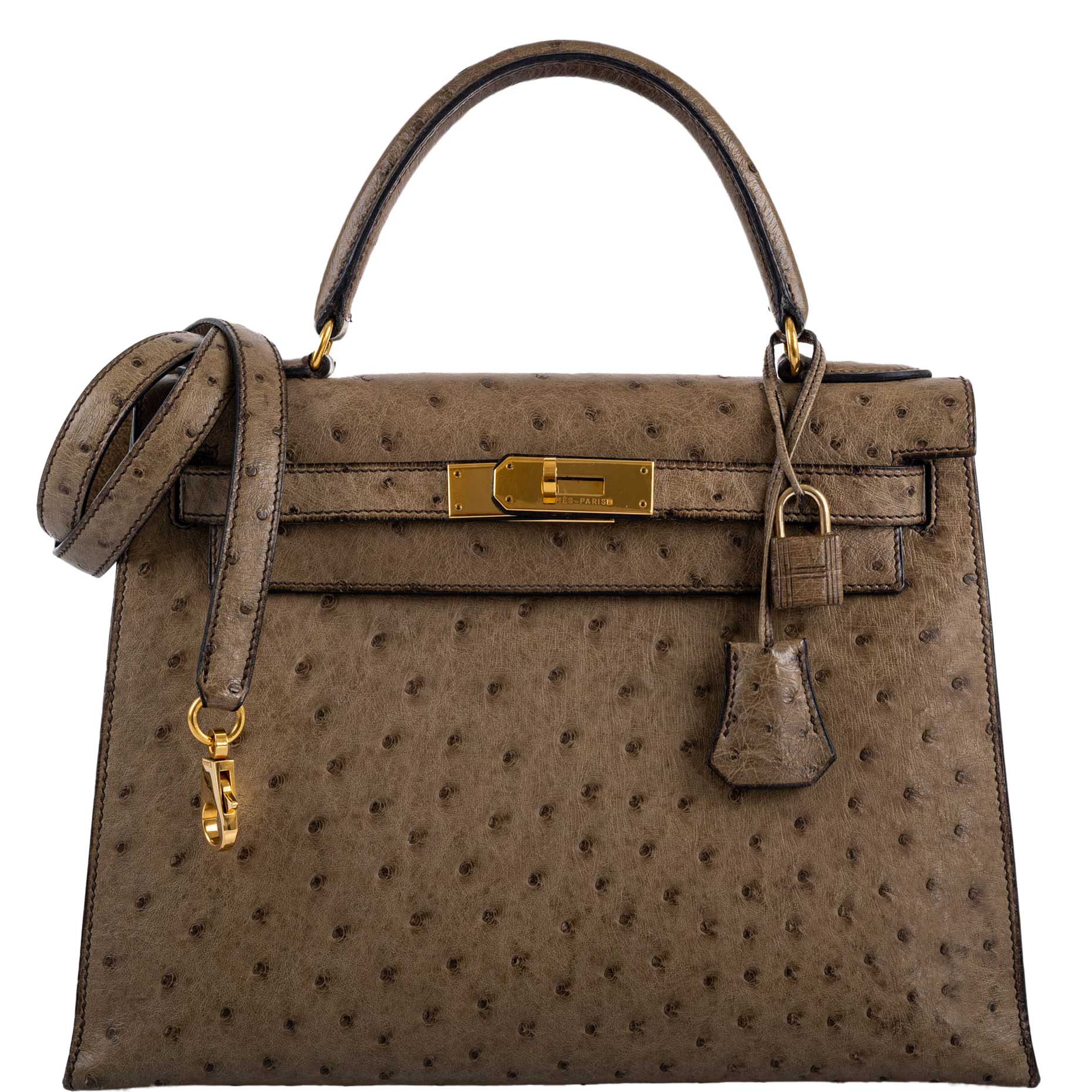 Hermes Kelly 28 Sellier Mousse Ostrich Gold Hardware - Circle W