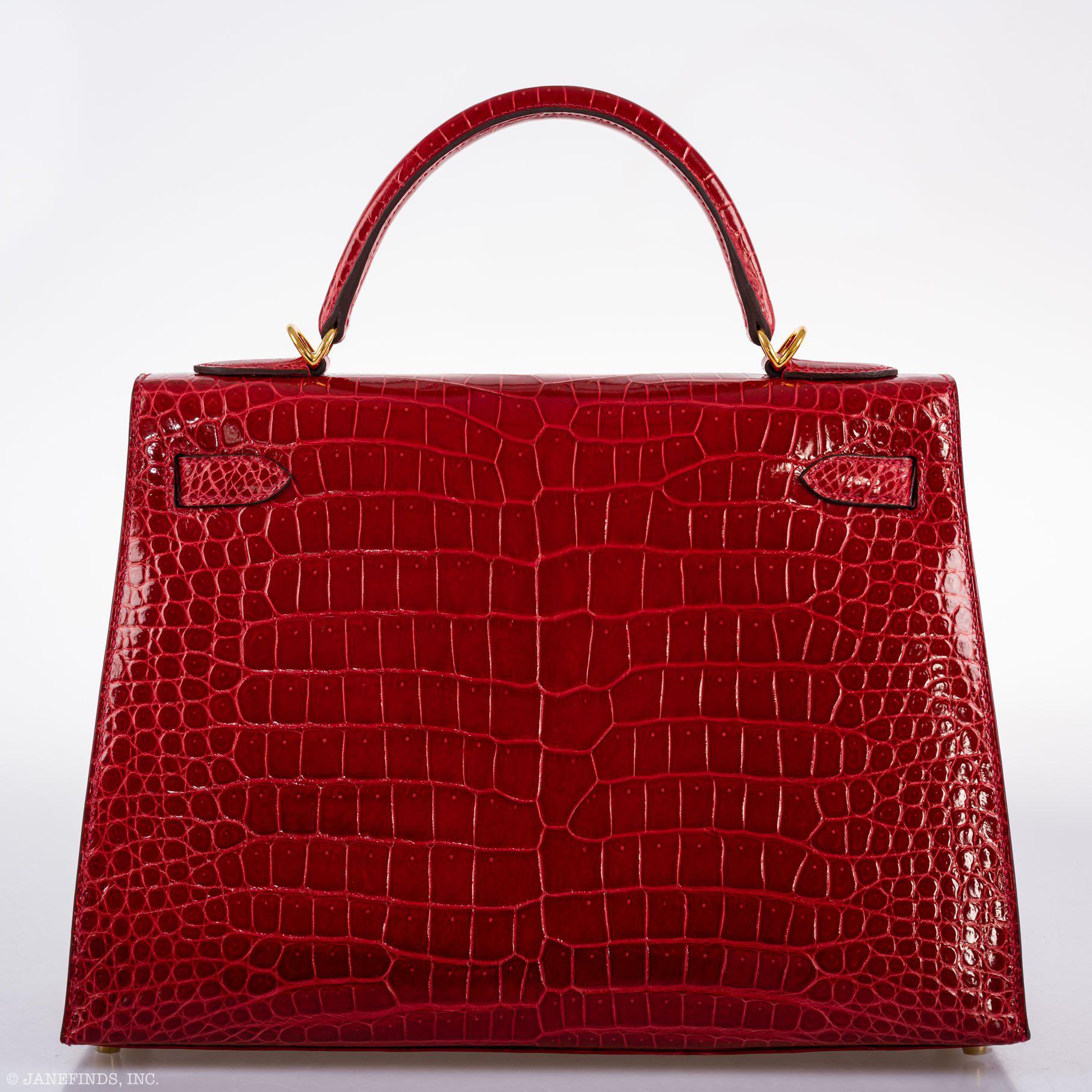 Hermes Kelly 32 Sellier Braise Porosus Crocodile Gold Hardware - 2020, Y
