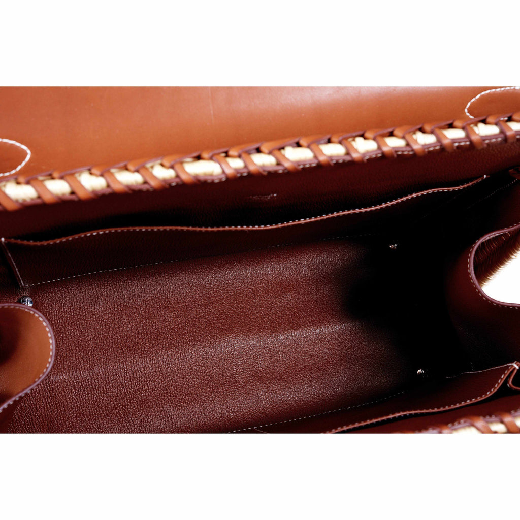 Hermes Kelly 35 Picnic, Wicker & Barenia leather Palladium Hardware - 2018, C