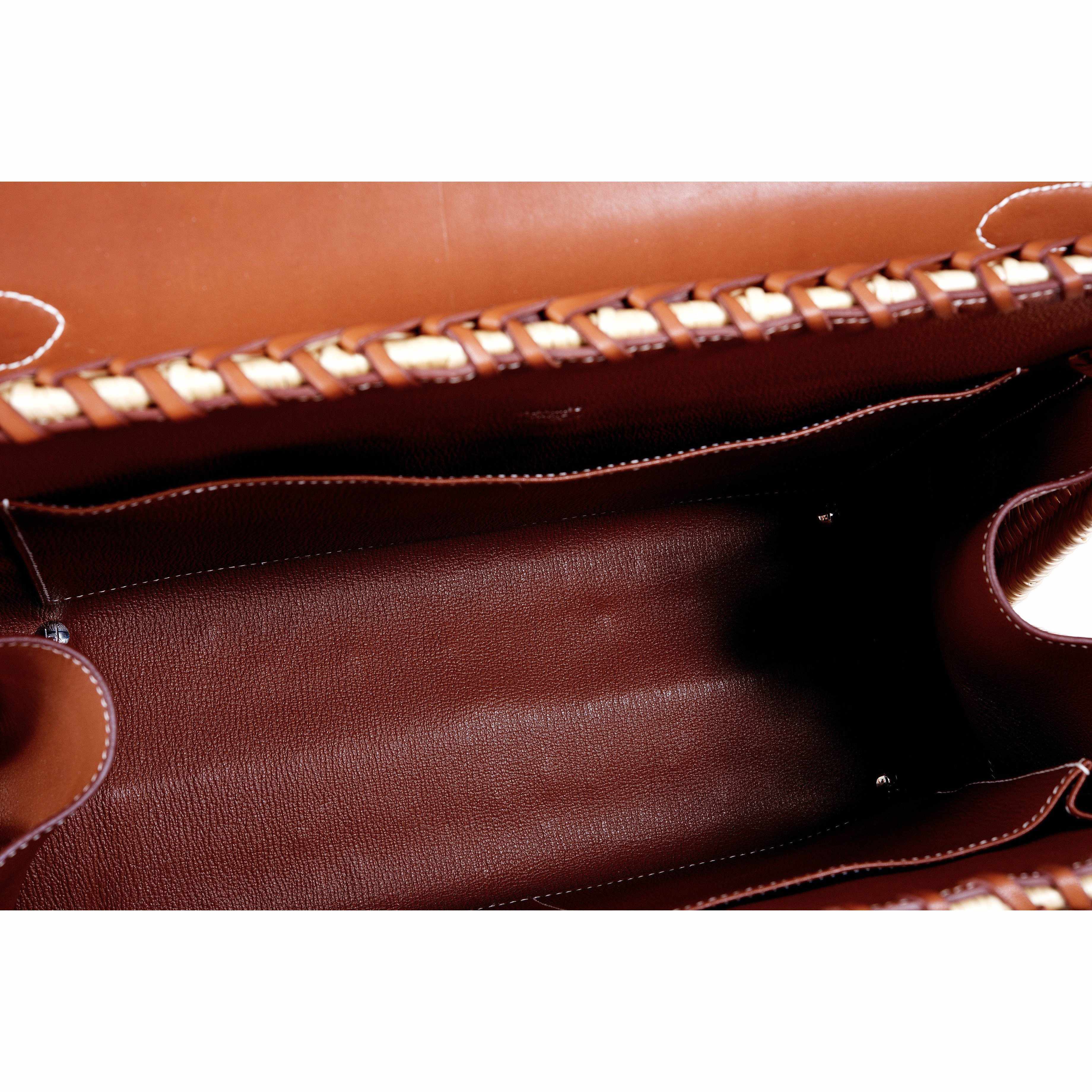 Hermes Kelly 35 Picnic, Wicker & Barenia leather Palladium Hardware - 2018, C