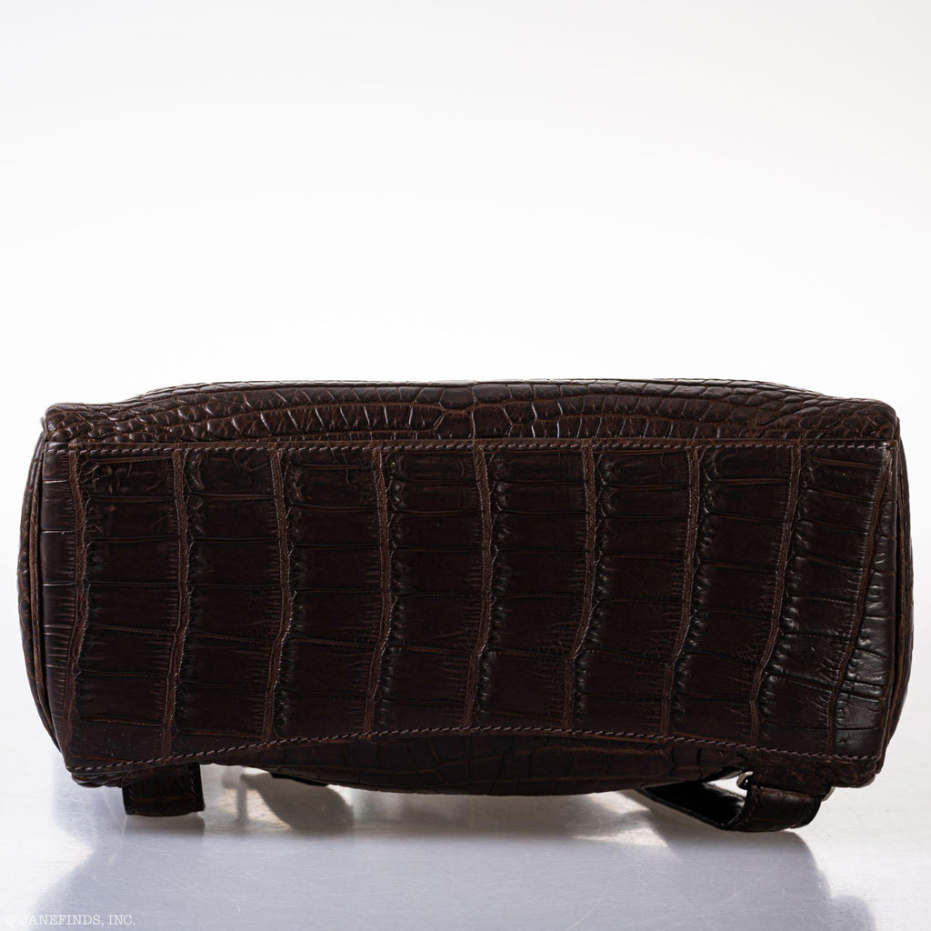 Hermes Kelly Ado 27 Matte Havane Nilo Crocodile with Palladium Hardware - 2001, E Square