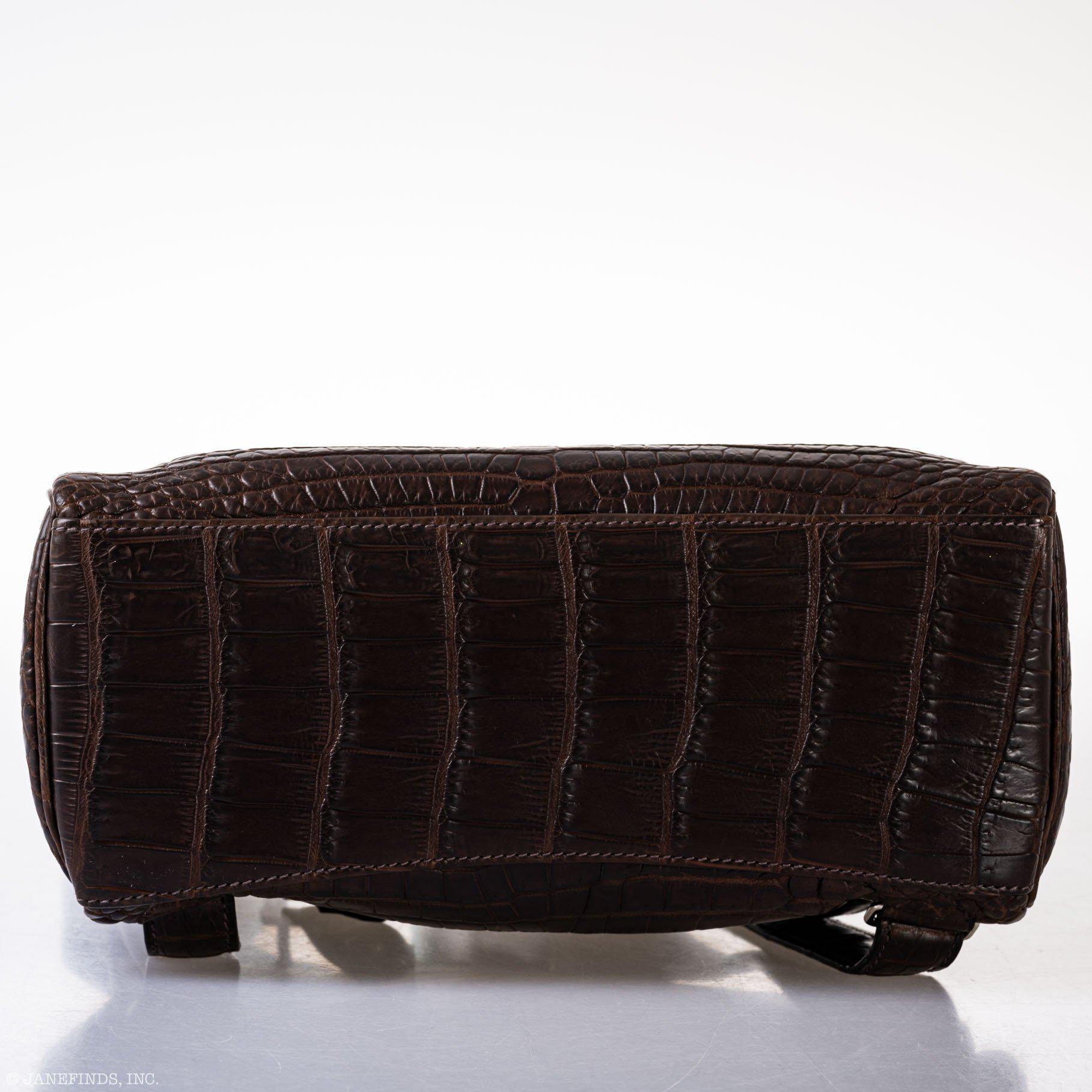 Hermes Kelly Ado 27 Matte Havane Nilo Crocodile with Palladium Hardware - 2001, E Square