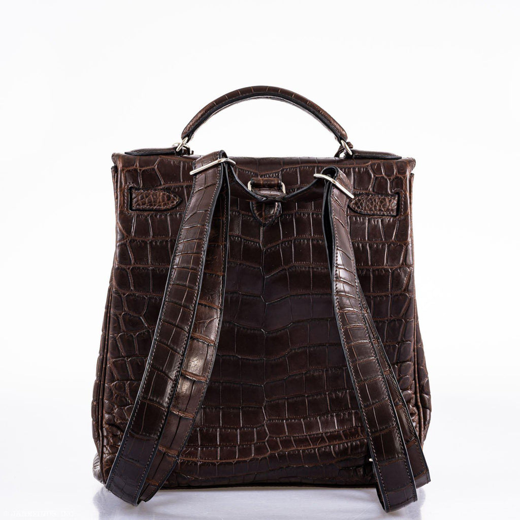 Hermes Kelly Ado 27 Matte Havane Nilo Crocodile with Palladium Hardware - 2001, E Square