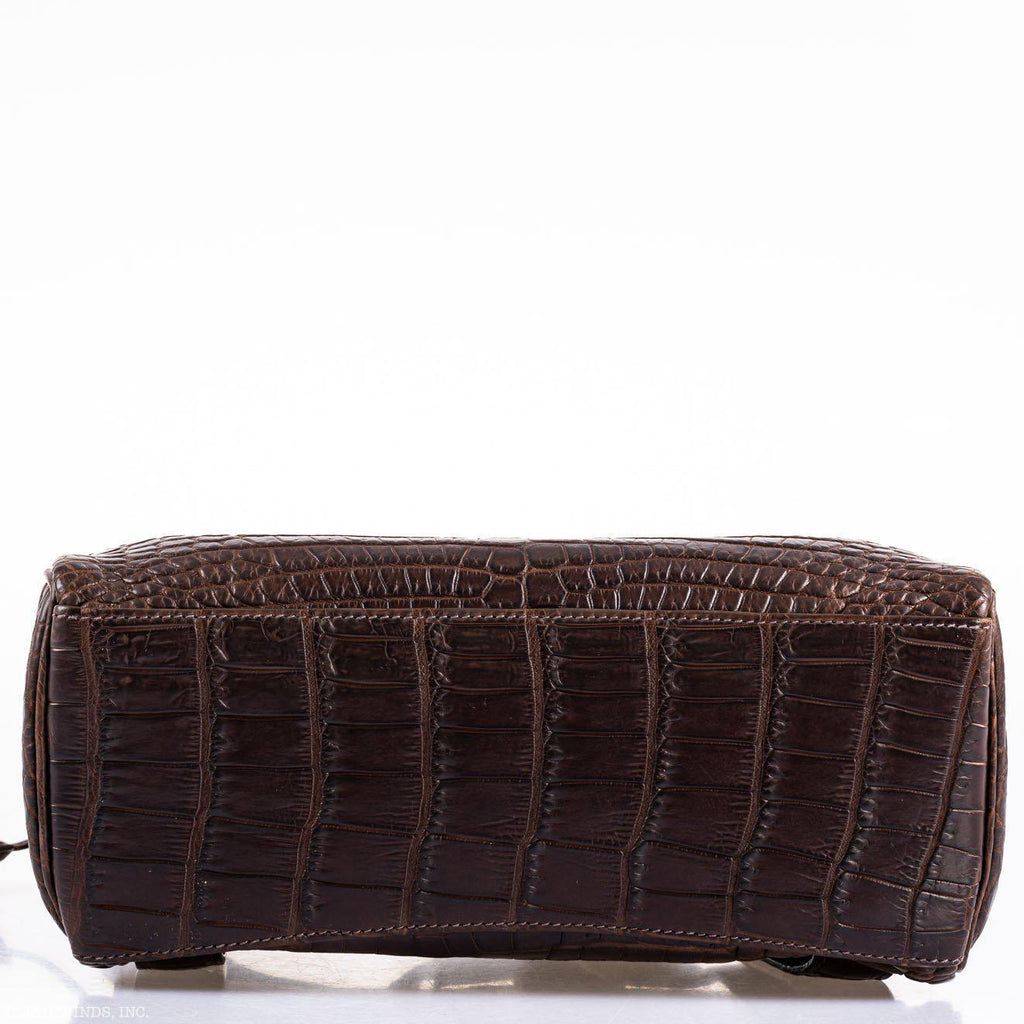 Hermes Kelly Ado 27 Matte Havane Nilo Crocodile with Palladium Hardware - 2001, E Square