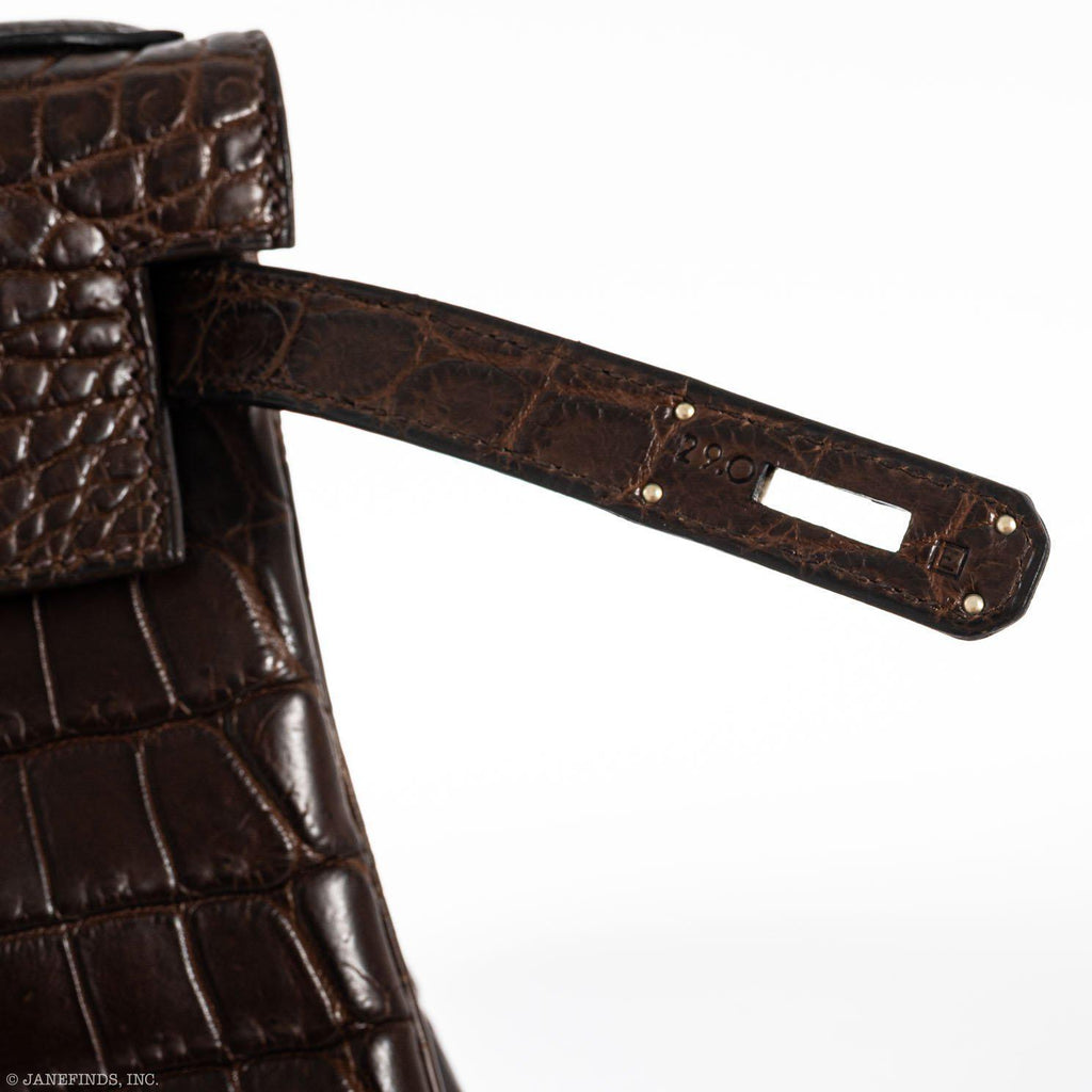 Hermes Kelly Ado 27 Matte Havane Nilo Crocodile with Palladium Hardware - 2001, E Square