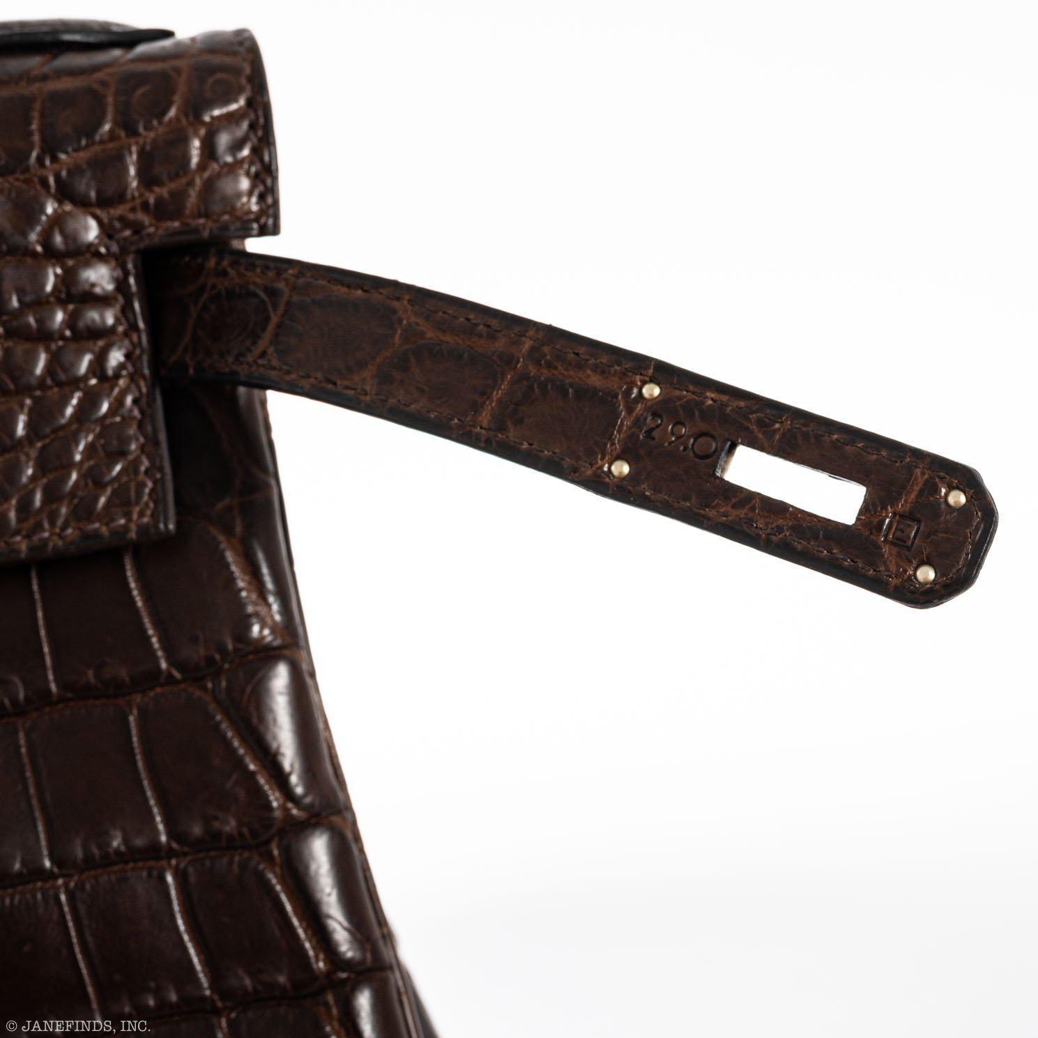 Hermes Kelly Ado 27 Matte Havane Nilo Crocodile with Palladium Hardware - 2001, E Square