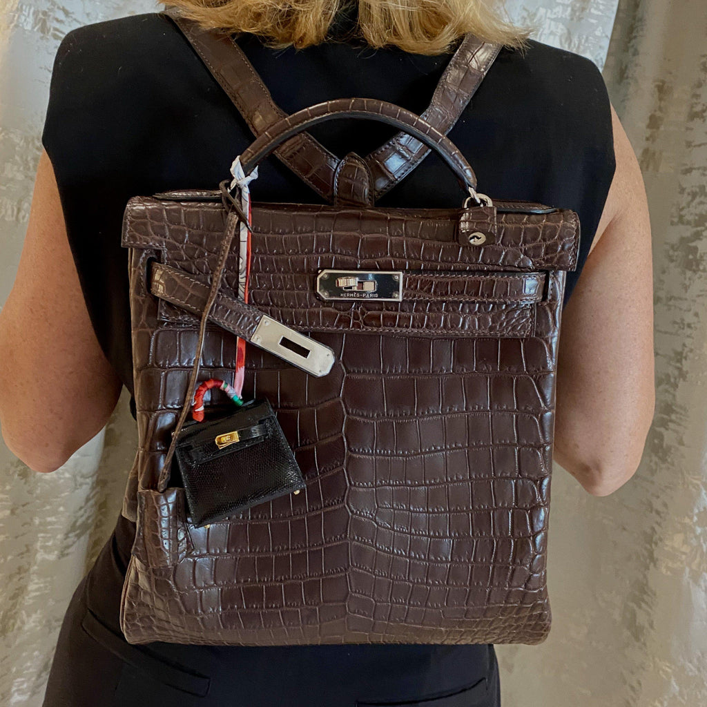 Hermes Kelly Ado 27 Matte Havane Nilo Crocodile with Palladium Hardware - 2001, E Square