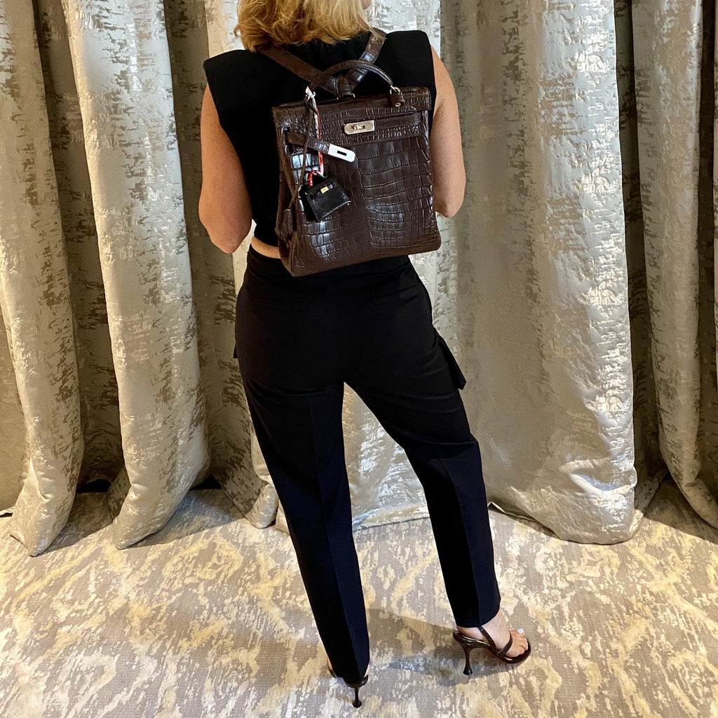 Hermes Kelly Ado 27 Matte Havane Nilo Crocodile with Palladium Hardware - 2001, E Square