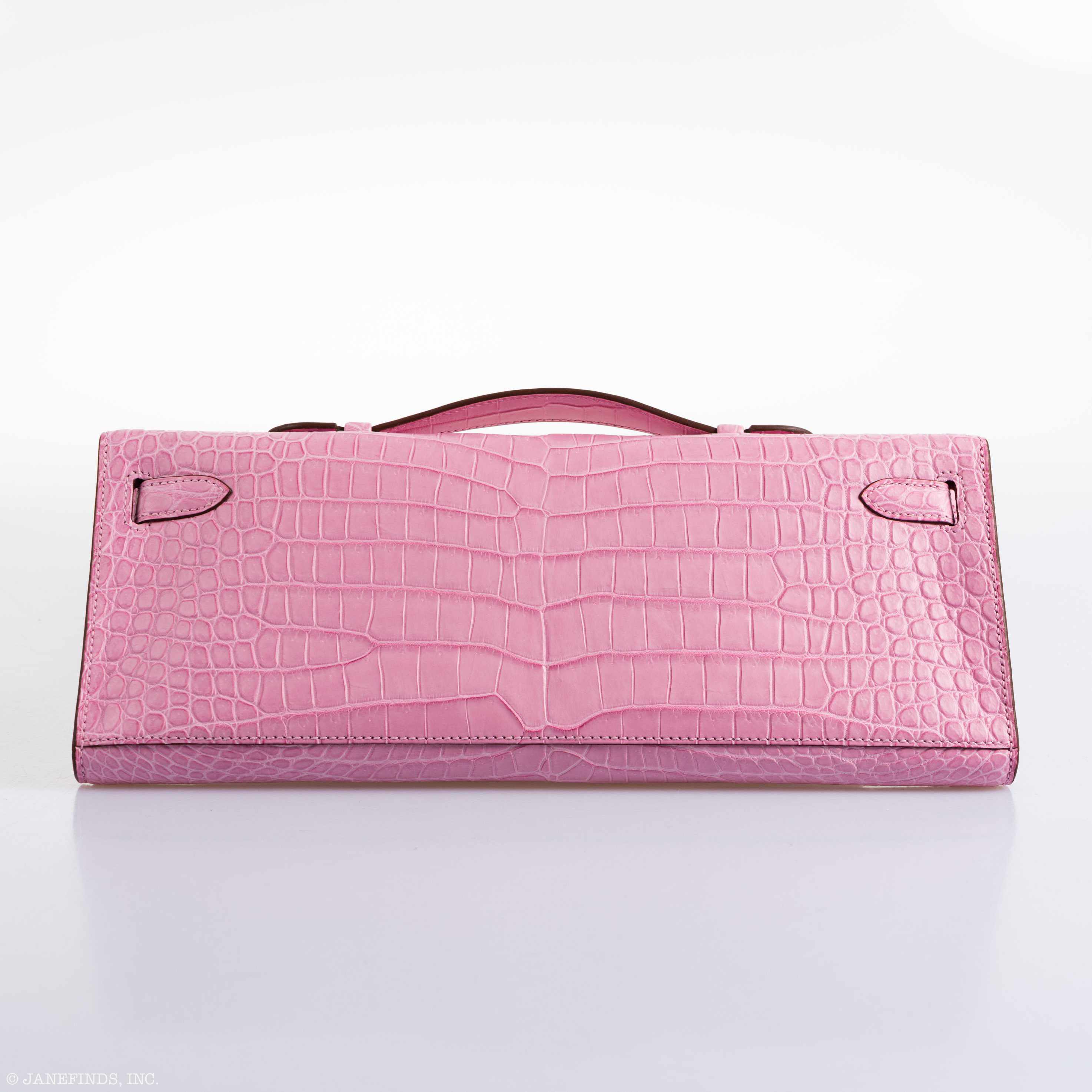 Hermes Kelly Cut Pochette 5P Bubblegum Pink Matte Porosus Crocodile Gold Hardware - 2019, D