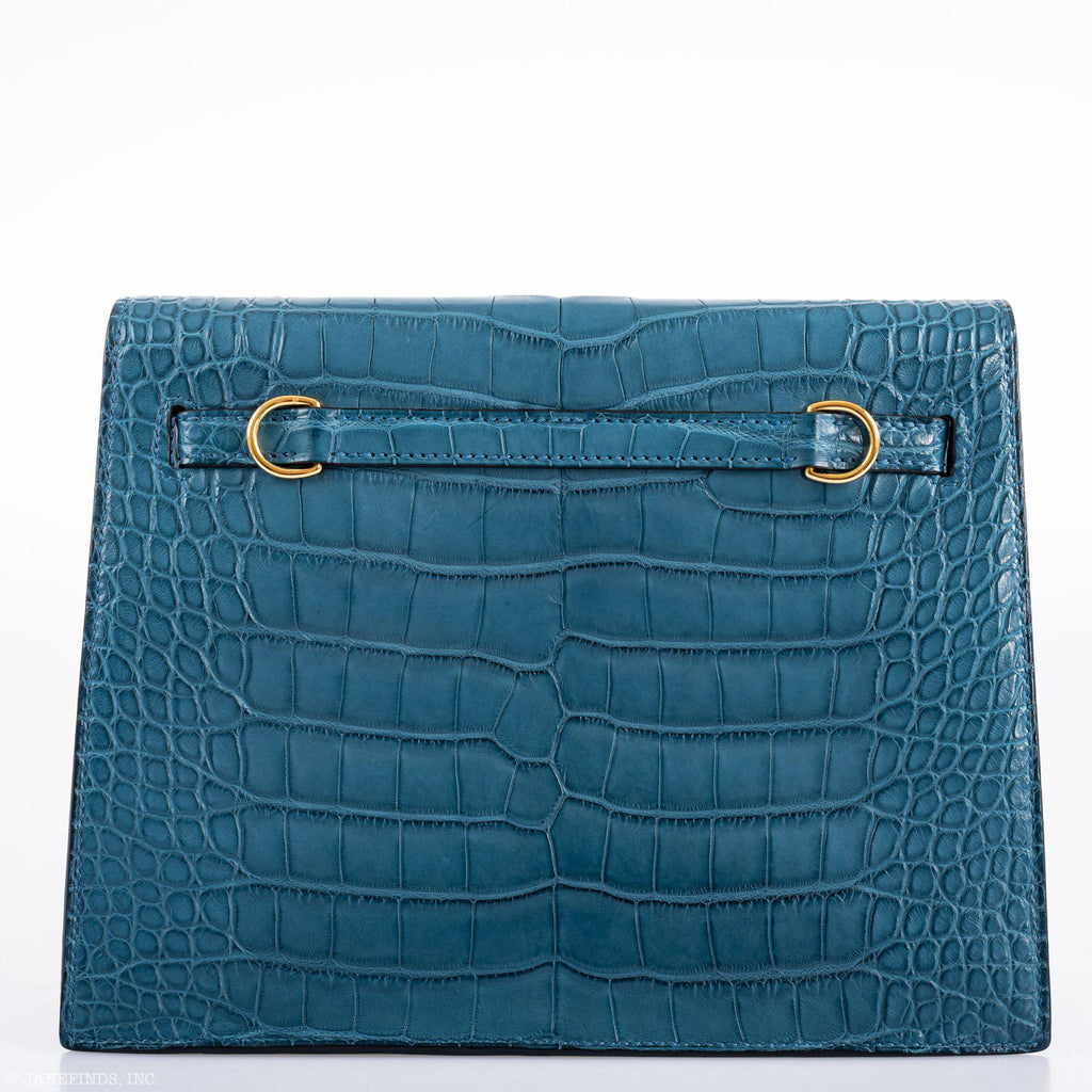 Hermes Kelly Danse Blue Colvert Matte Alligator with Gold Hardware - 2019, D