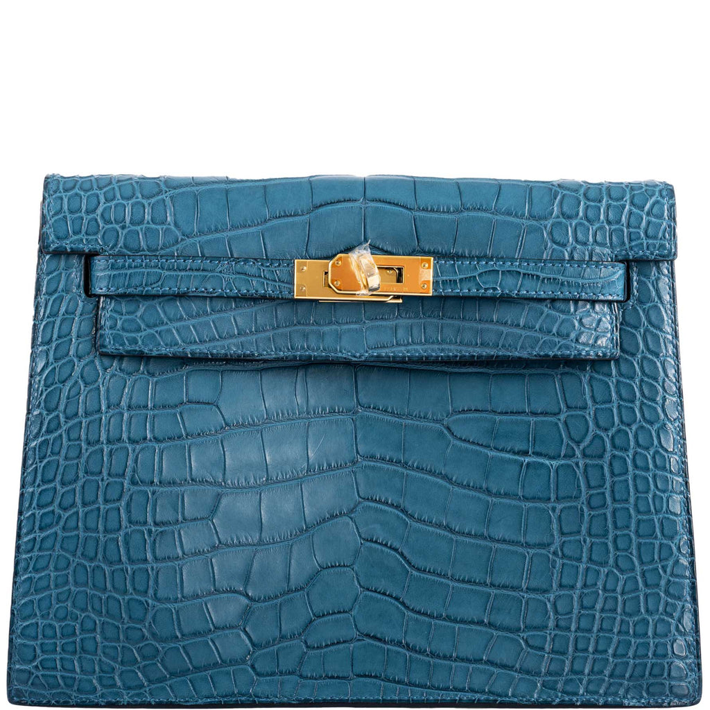 Hermes Kelly Danse Blue Colvert Matte Alligator with Gold Hardware - 2019, D