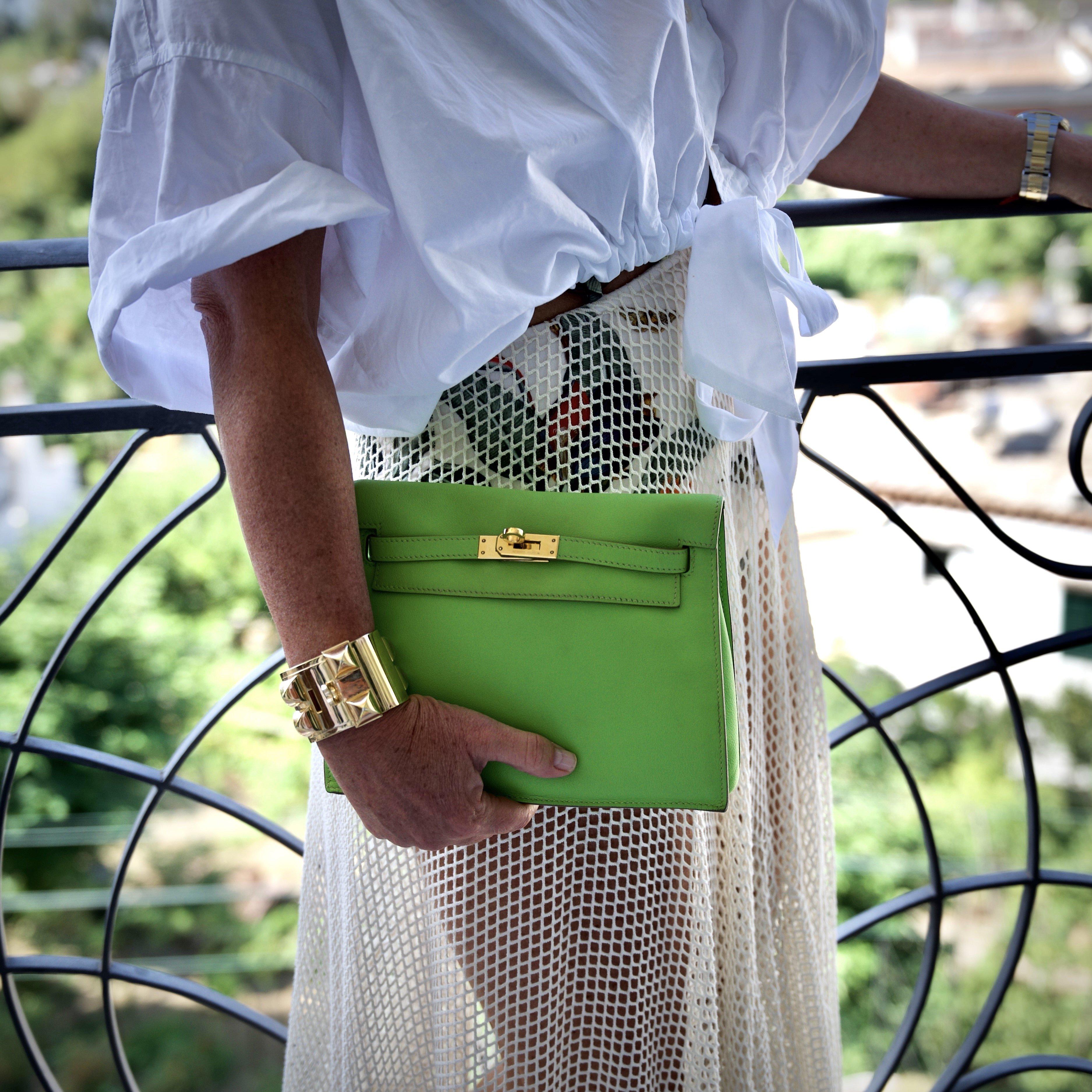 Hermes Kelly Danse II Vert Cru Swift with Gold Hardware - 2004, H Square