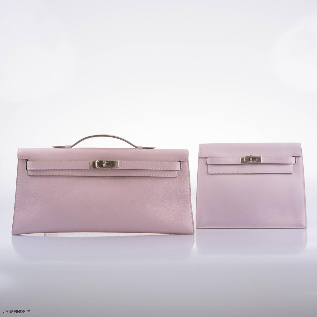 Hermes Kelly Longue Rose Dragee Evergrain with Palladium Hardware - 2007, K Square
