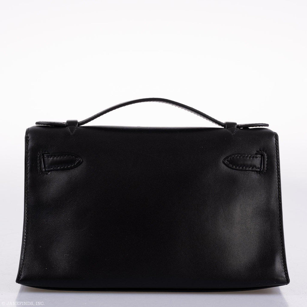 Hermes Kelly Mini Pochette Black Swift with Palladium Hardware - 2004, H Square
