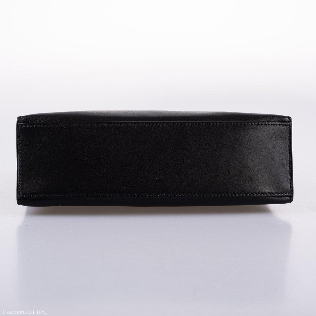 Hermes Kelly Mini Pochette Black Swift with Palladium Hardware - 2004, H Square