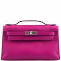 Hermes Kelly Mini Pochette Rose Pourpre Swift Palladium Hardware - 2018, C