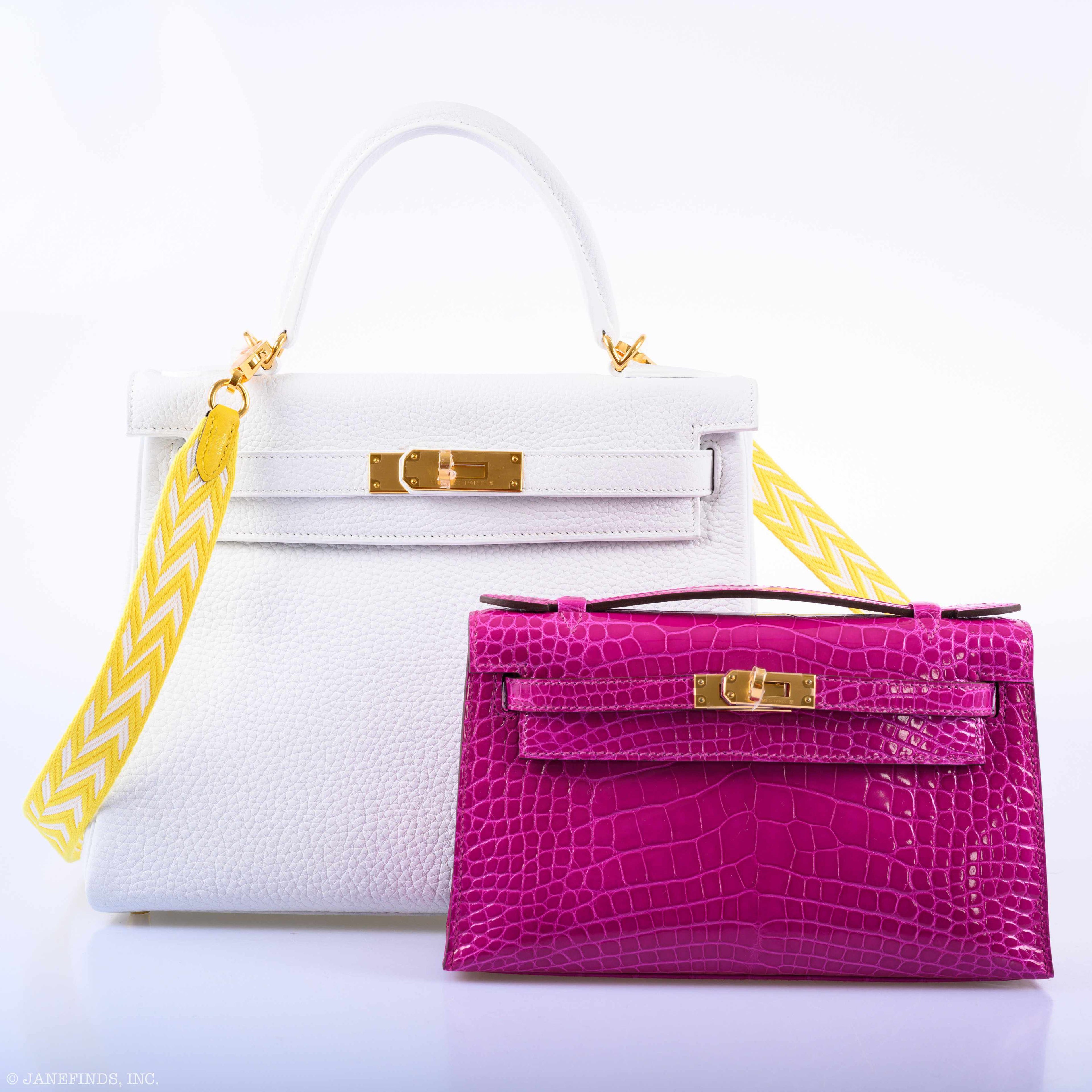 Hermes Kelly Mini Pochette Rose Scheherazade Shiny Alligator Gold Hardware - 2019, D