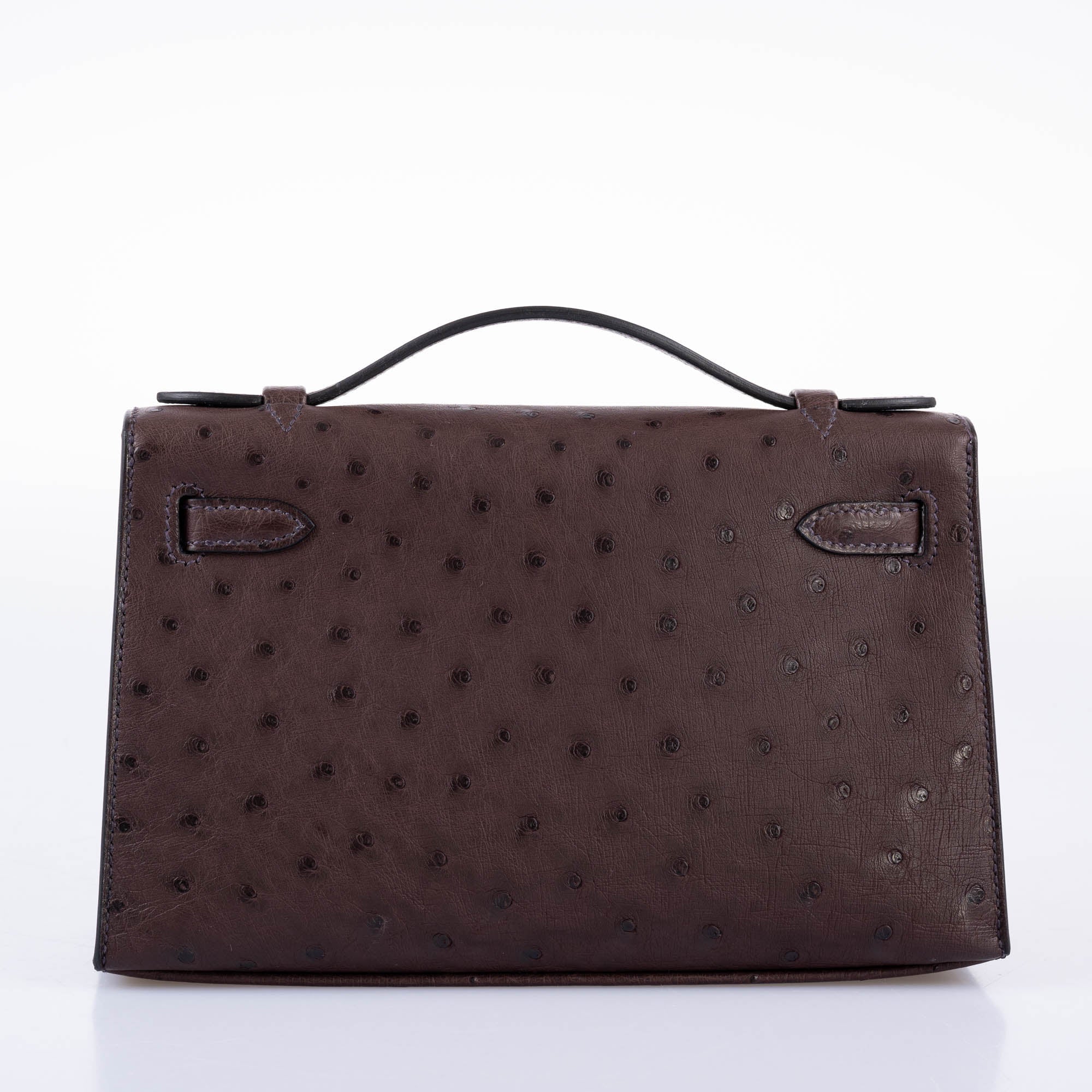 Hermes Kelly Pochette Rouge Sellier Ostrich with Gold Hardware - 2021, Z