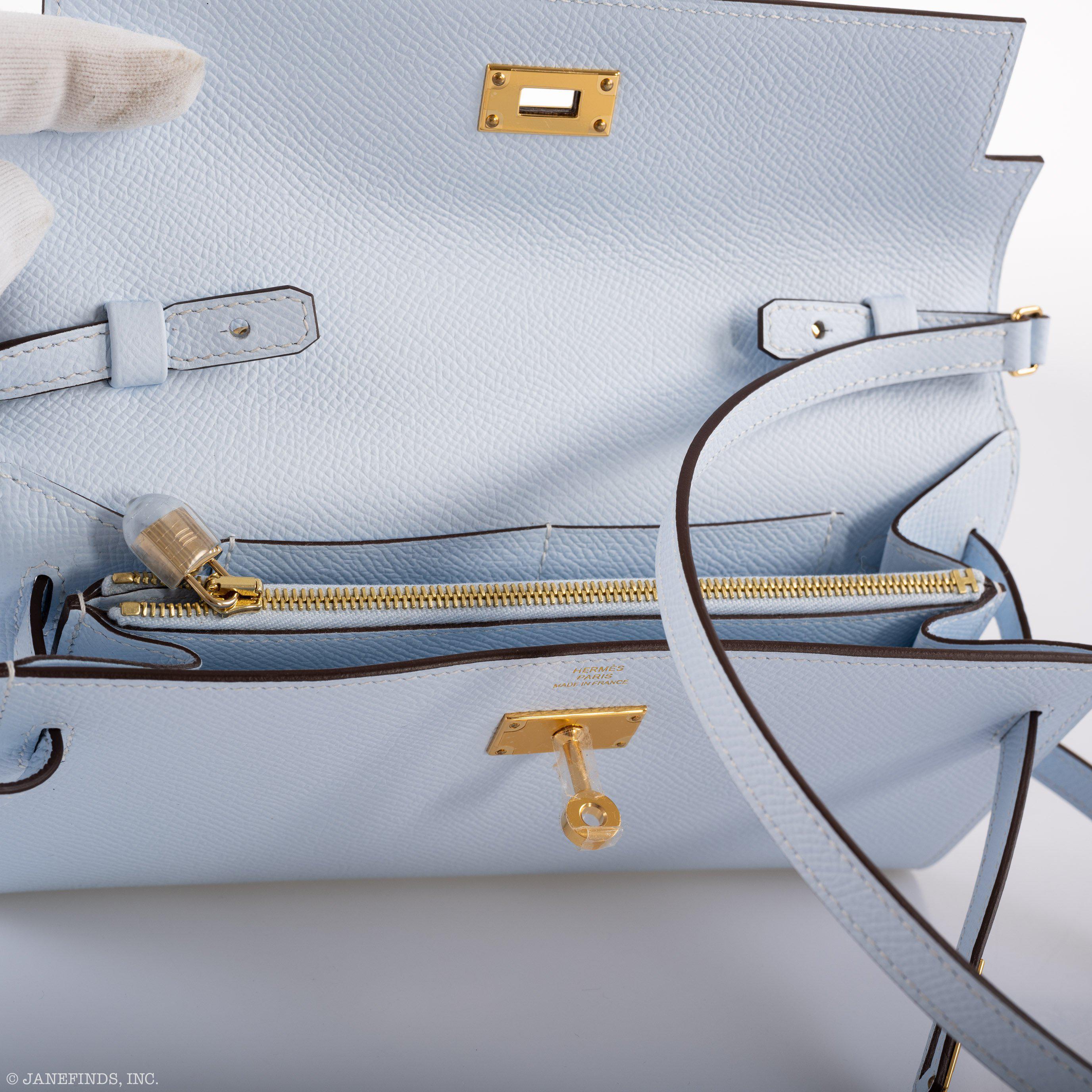 Hermes Kelly Wallet To Go Blue Brume Epsom Gold Hardware