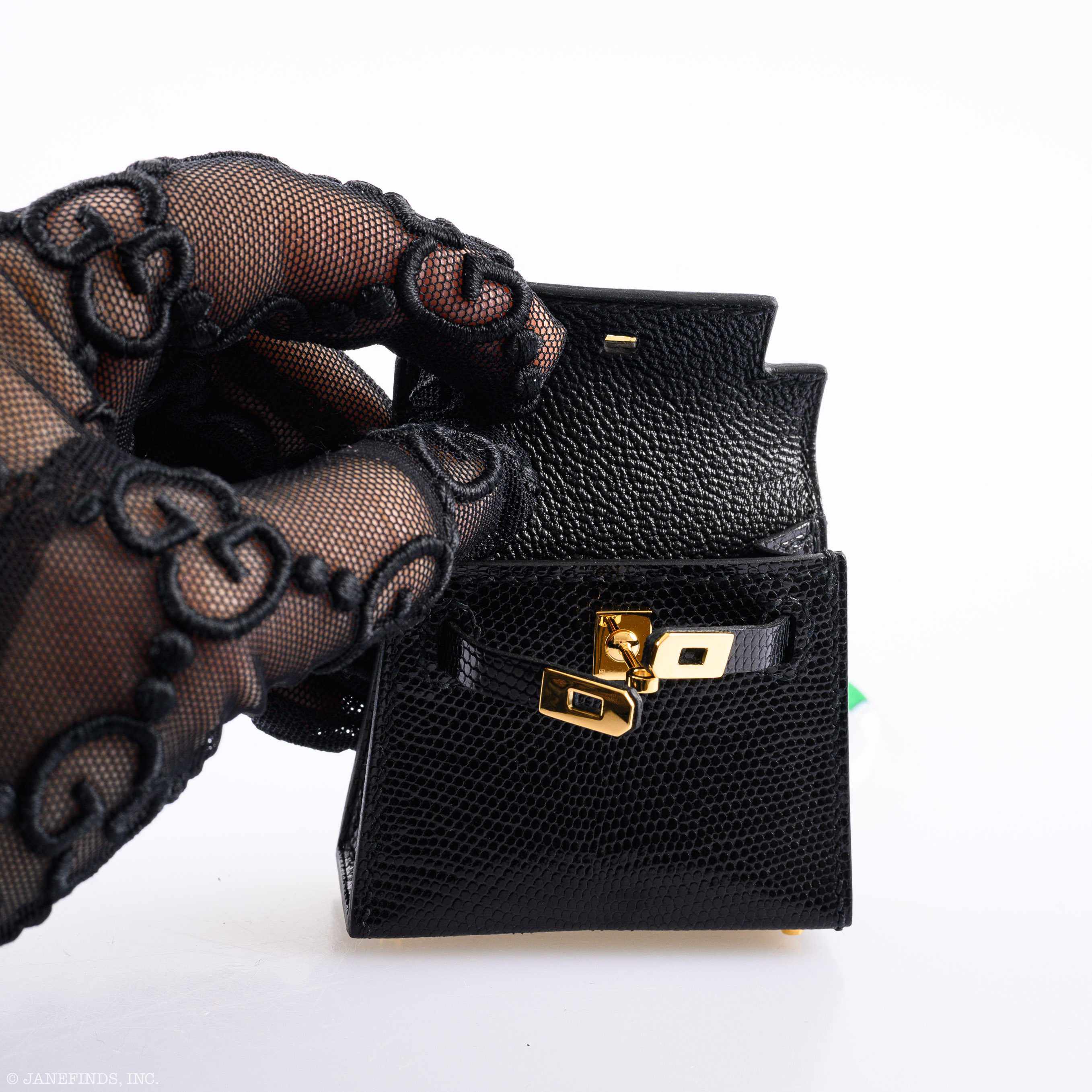 Hermes Micro Kelly Charm Black Lizard Gold Hardware - 2019, D
