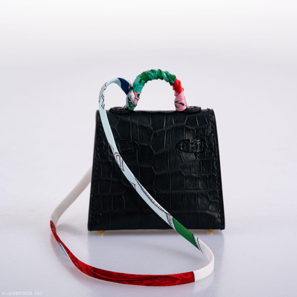 Hermes Micro Kelly Twilly Charm Vert Cyprès Matte Croc Gold Hardware - 2020, Y