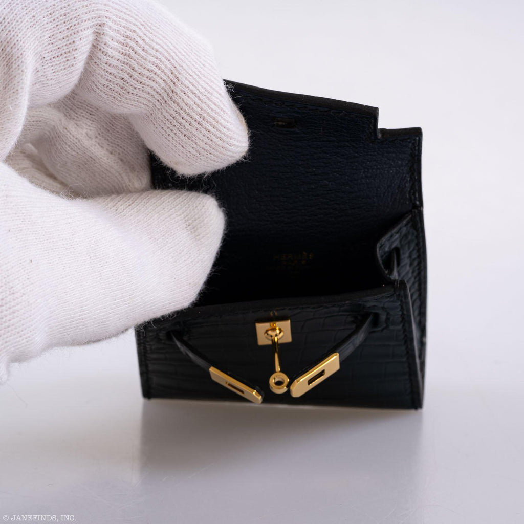 Hermes Micro Kelly Twilly Charm Vert Cyprès Matte Croc Gold Hardware - 2020, Y