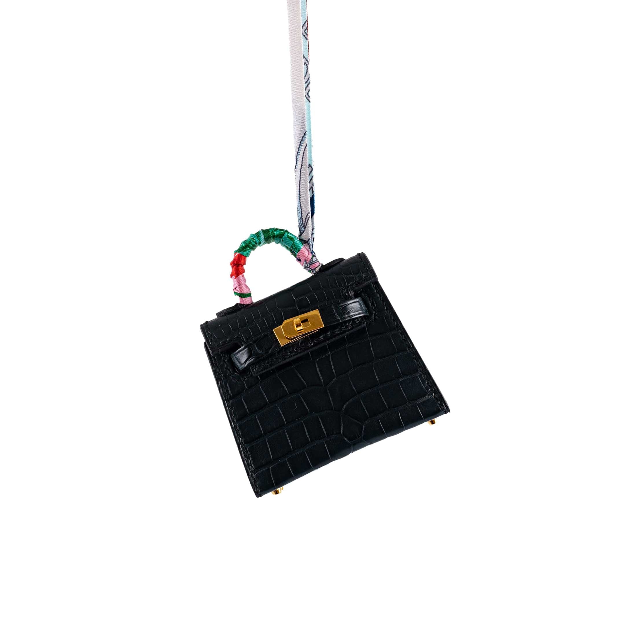 Hermes Micro Kelly Twilly Charm Vert Cyprès Matte Croc Gold Hardware - 2020, Y