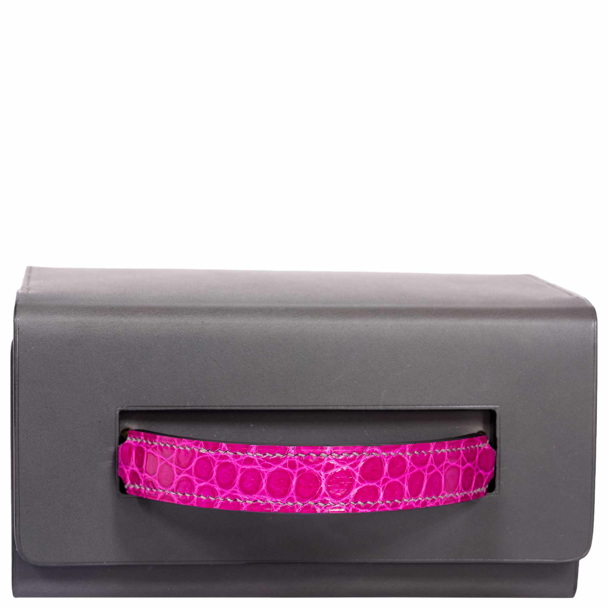 Hermes Minaudière 18 petit h Graphite, Fuchsia, Poussiere Porosus Crocodile & Calf Gold Hardware - 2019