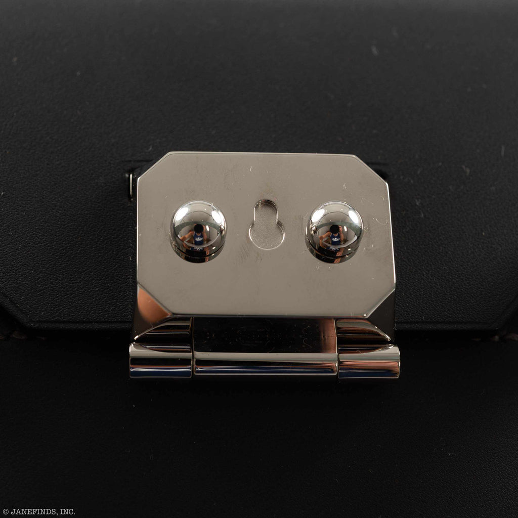 Hermes Minaudière petit h Box Bag, Gray, Saphir, Ambre Porosus Crocodile Silver Hardware
