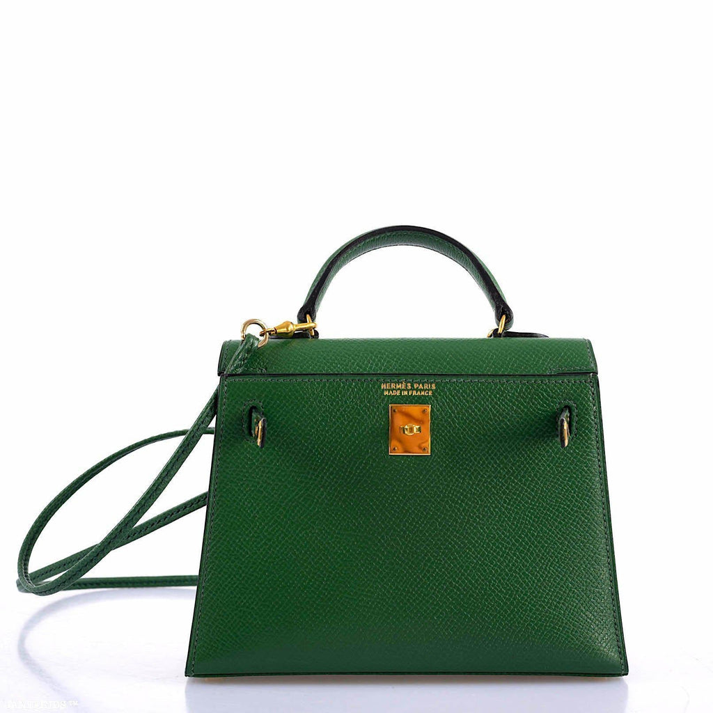 Hermes Mini Kelly 15 Vert Clair Courchevel with Gold Hardware - 1984, N