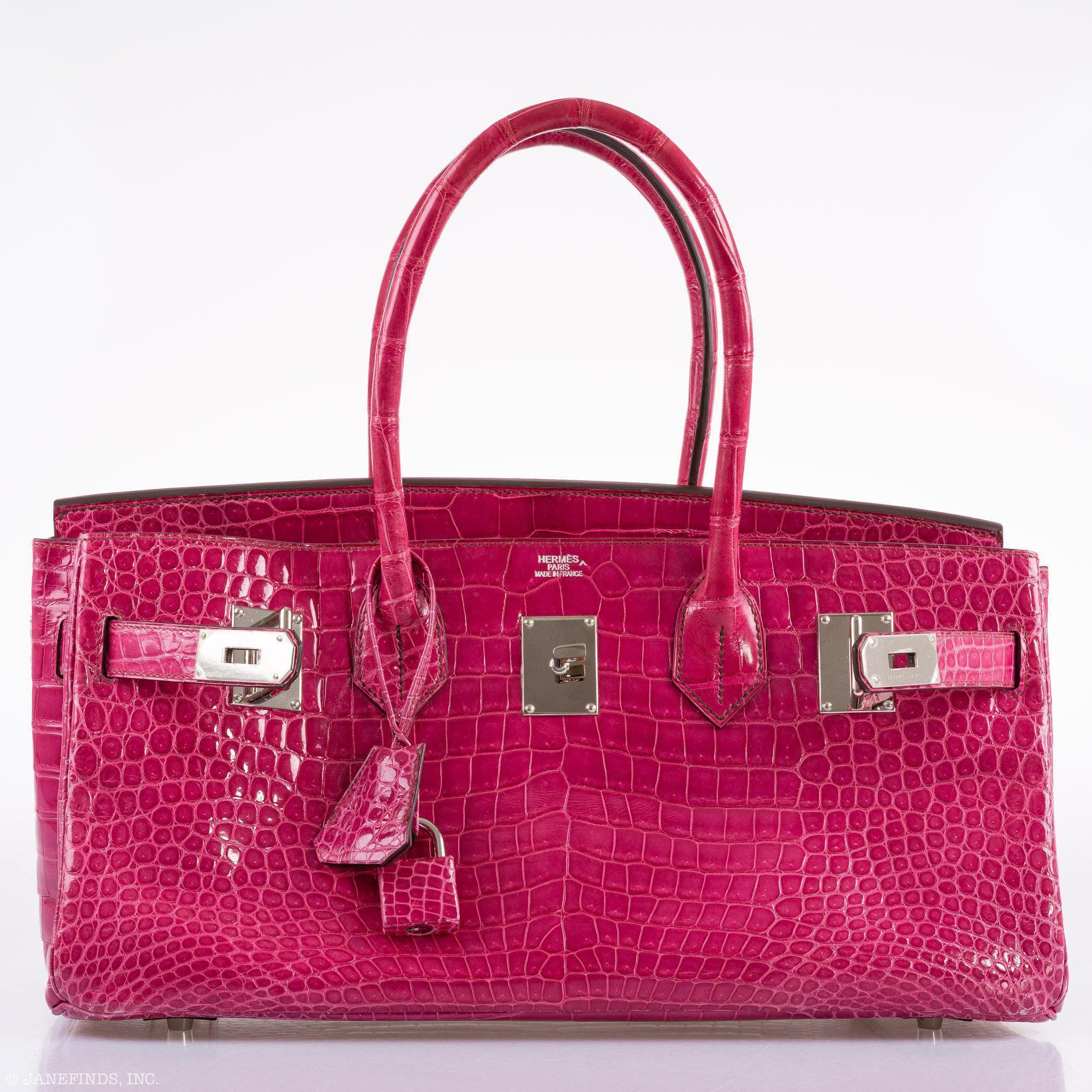 Hermes Shoulder Birkin 42 JPG Fuchsia Porosus Crocodile Palladium Hardware