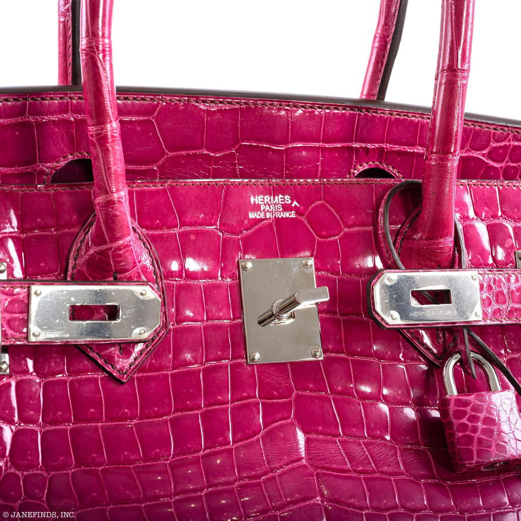 Hermes Shoulder Birkin 42 JPG Fuchsia Porosus Crocodile Palladium Hardware