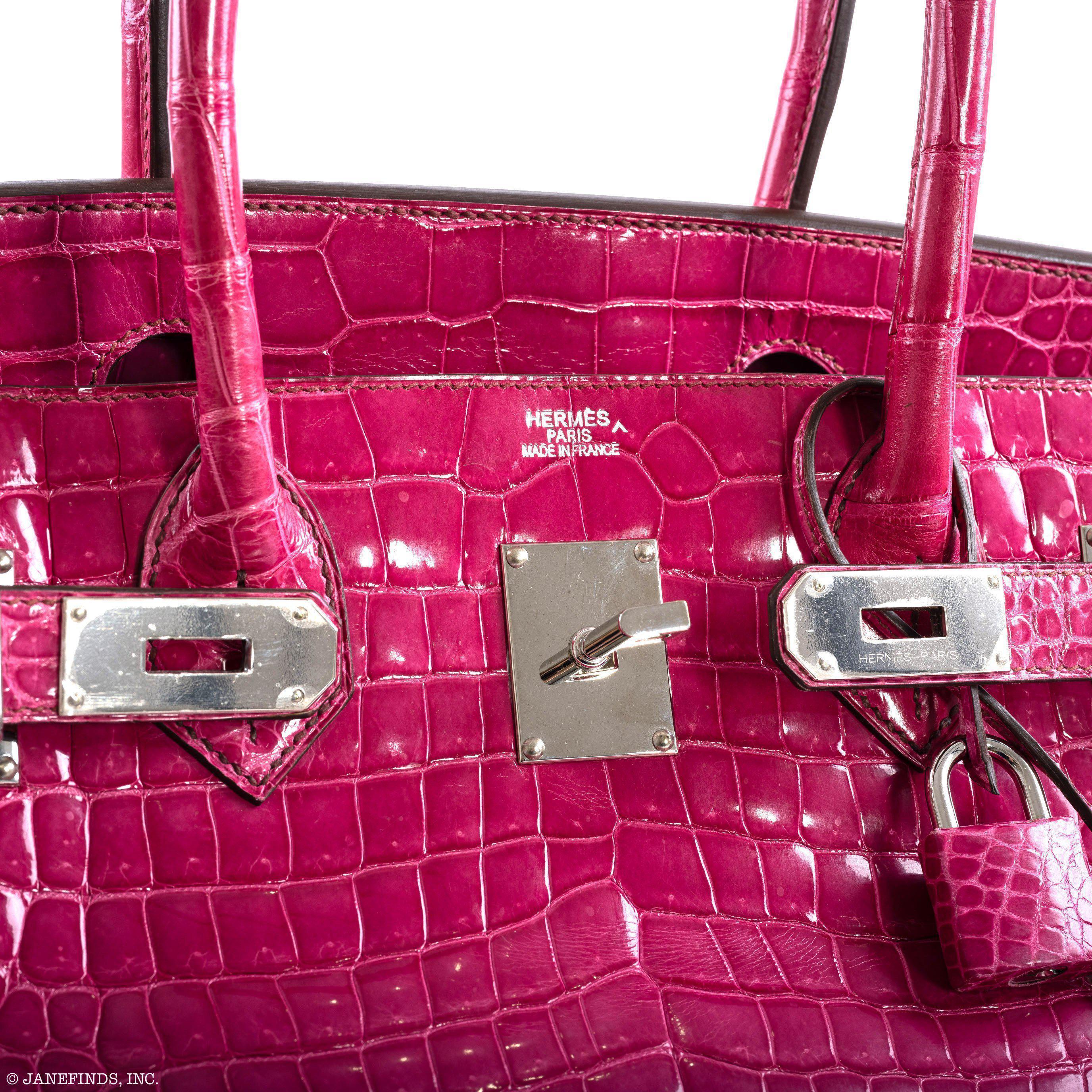 Hermes Shoulder Birkin 42 JPG Fuchsia Porosus Crocodile Palladium Hardware