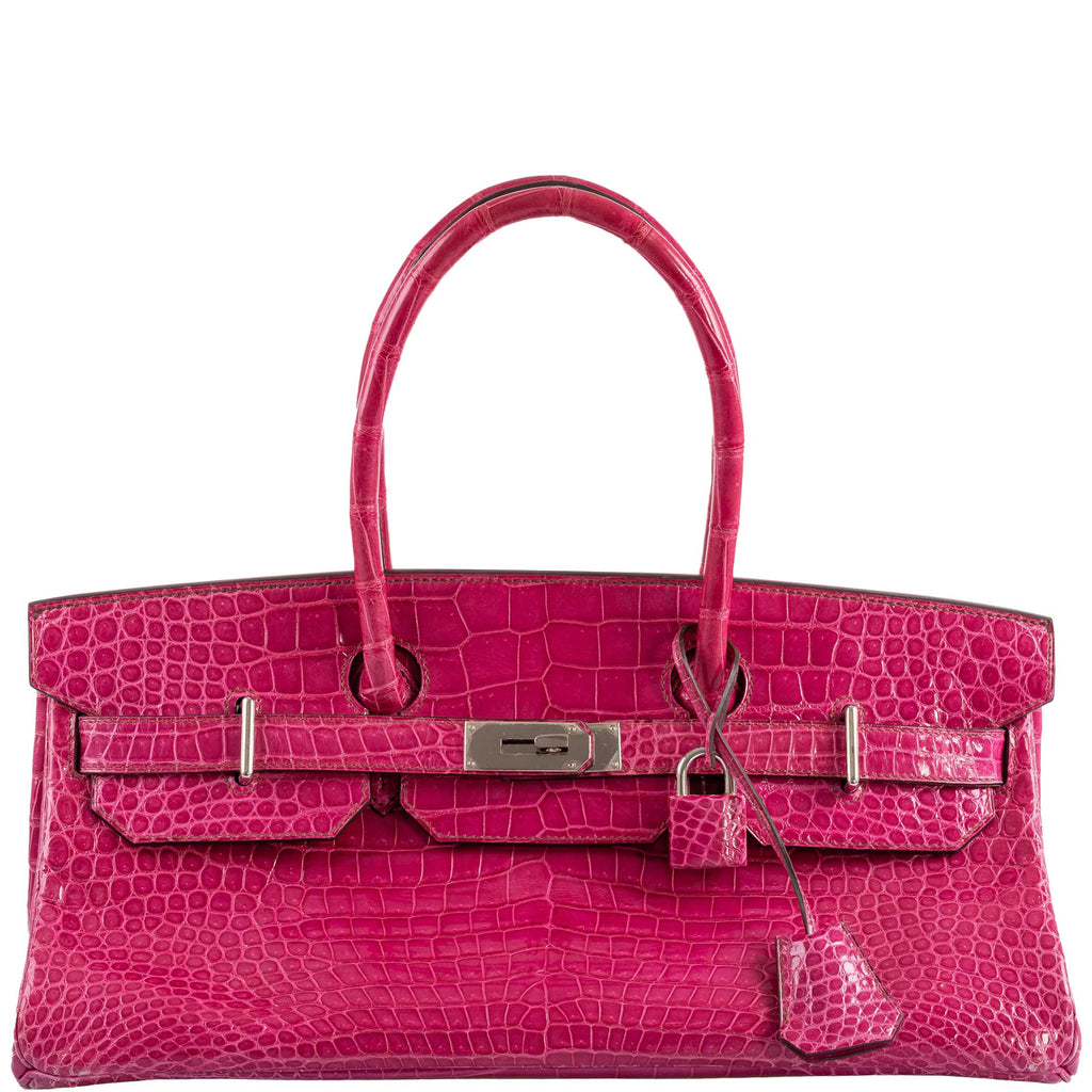Hermes Shoulder Birkin 42 JPG Fuchsia Porosus Crocodile Palladium Hardware