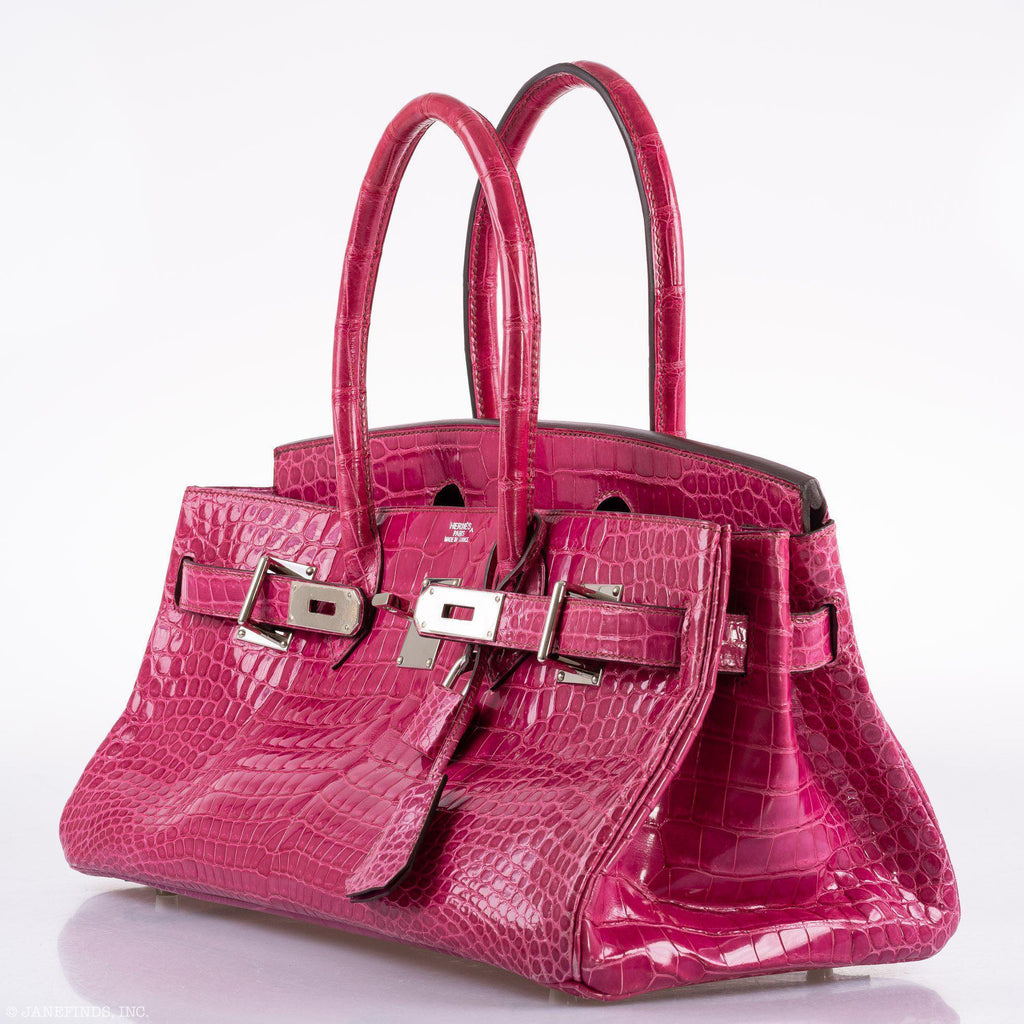 Hermes Shoulder Birkin 42 JPG Fuchsia Porosus Crocodile Palladium Hardware