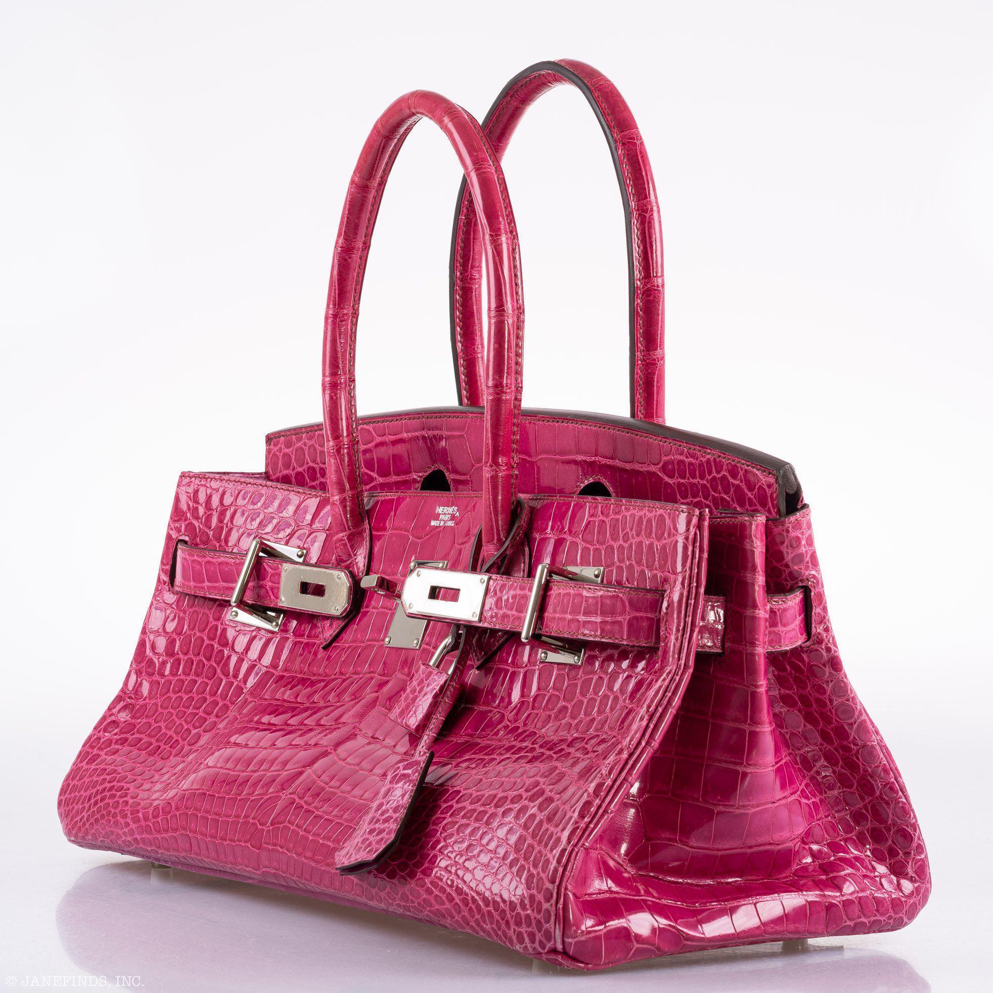 Hermes Shoulder Birkin 42 JPG Fuchsia Porosus Crocodile Palladium Hardware