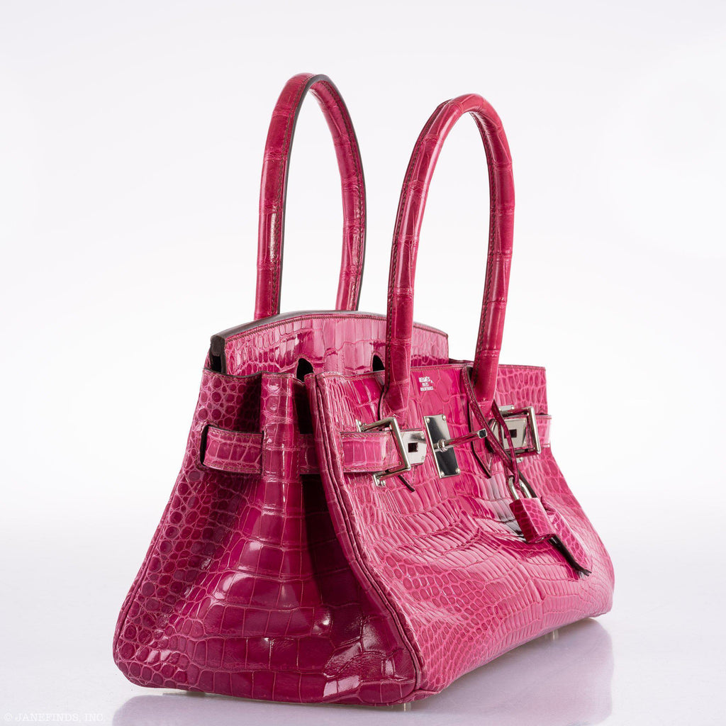 Hermes Shoulder Birkin 42 JPG Fuchsia Porosus Crocodile Palladium Hardware