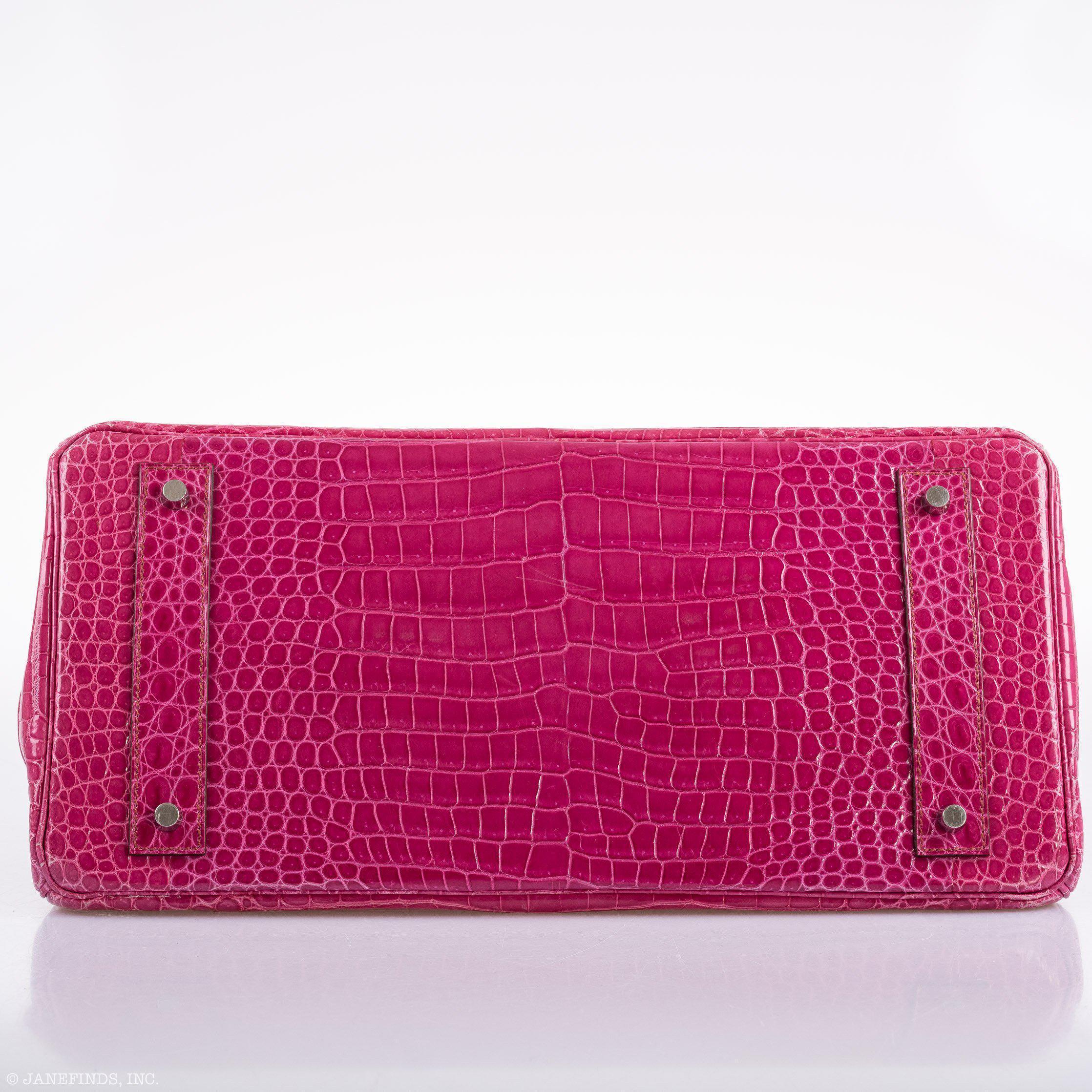 Hermes Shoulder Birkin 42 JPG Fuchsia Porosus Crocodile Palladium Hardware