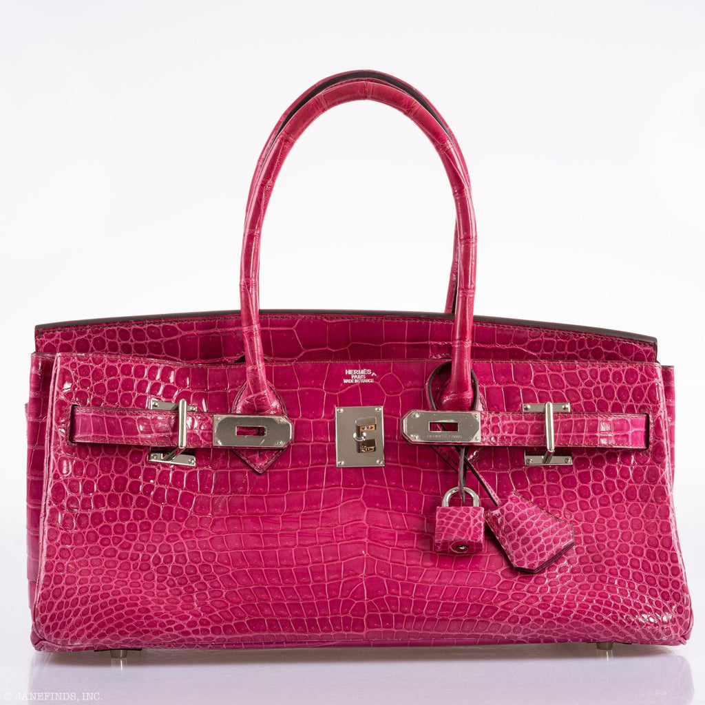 Hermes Shoulder Birkin 42 JPG Fuchsia Porosus Crocodile Palladium Hardware