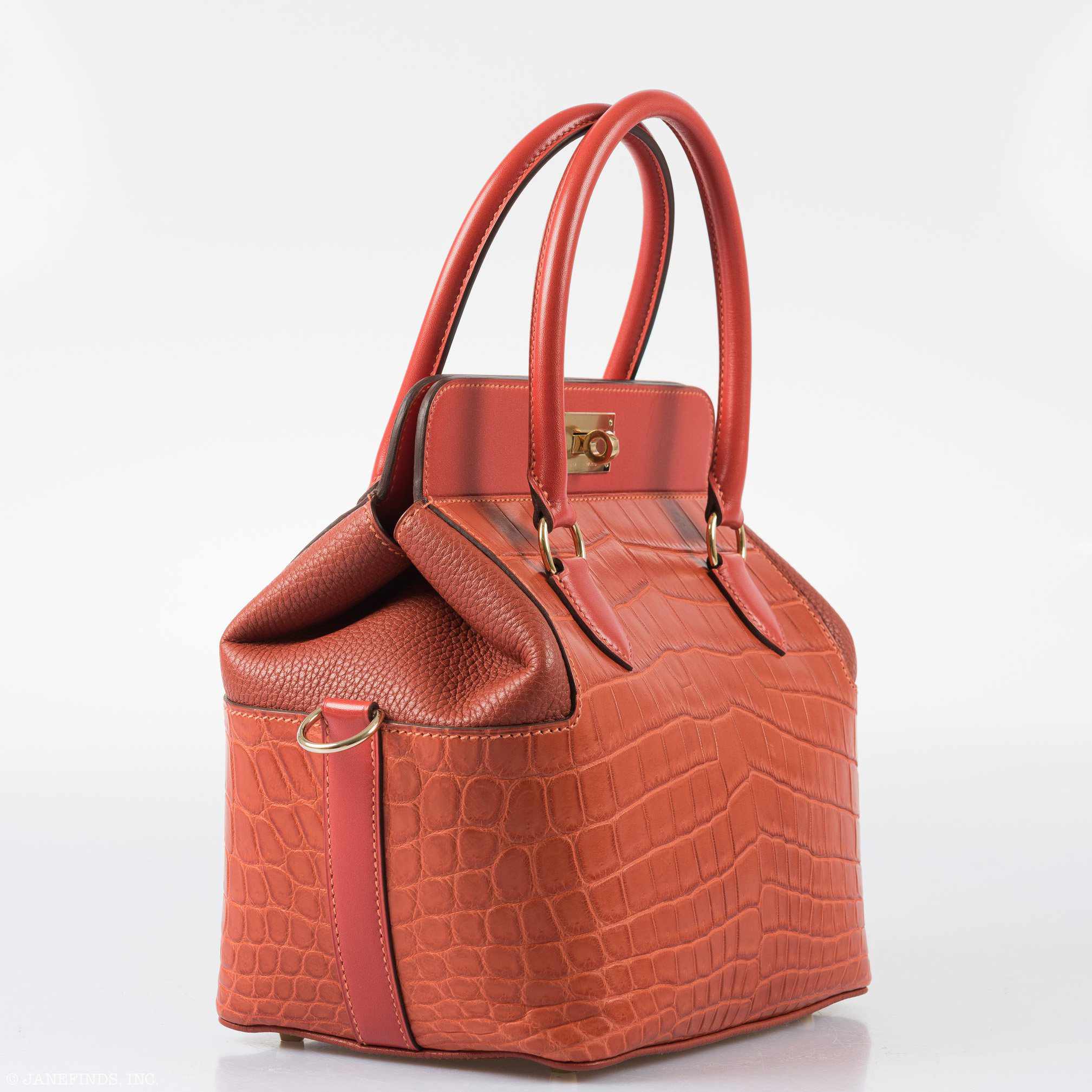 Hermes Toolbox Puzzle 20 Matte Sanguine Niloticus Crocodile & Clemence Permabrass Hardware - Limited 2019, X