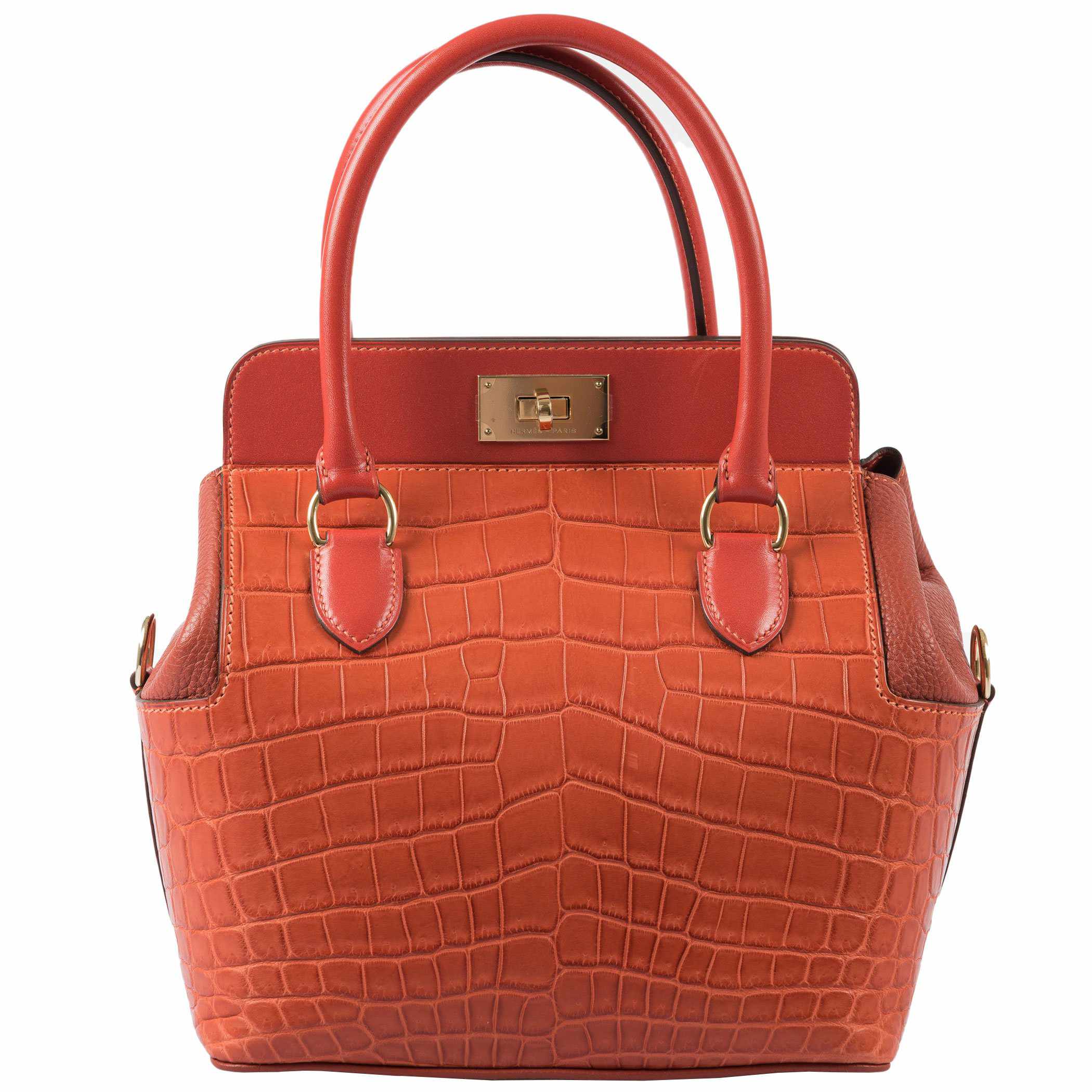 Hermes Toolbox Puzzle 20 Matte Sanguine Niloticus Crocodile & Clemence Permabrass Hardware - Limited 2019, X