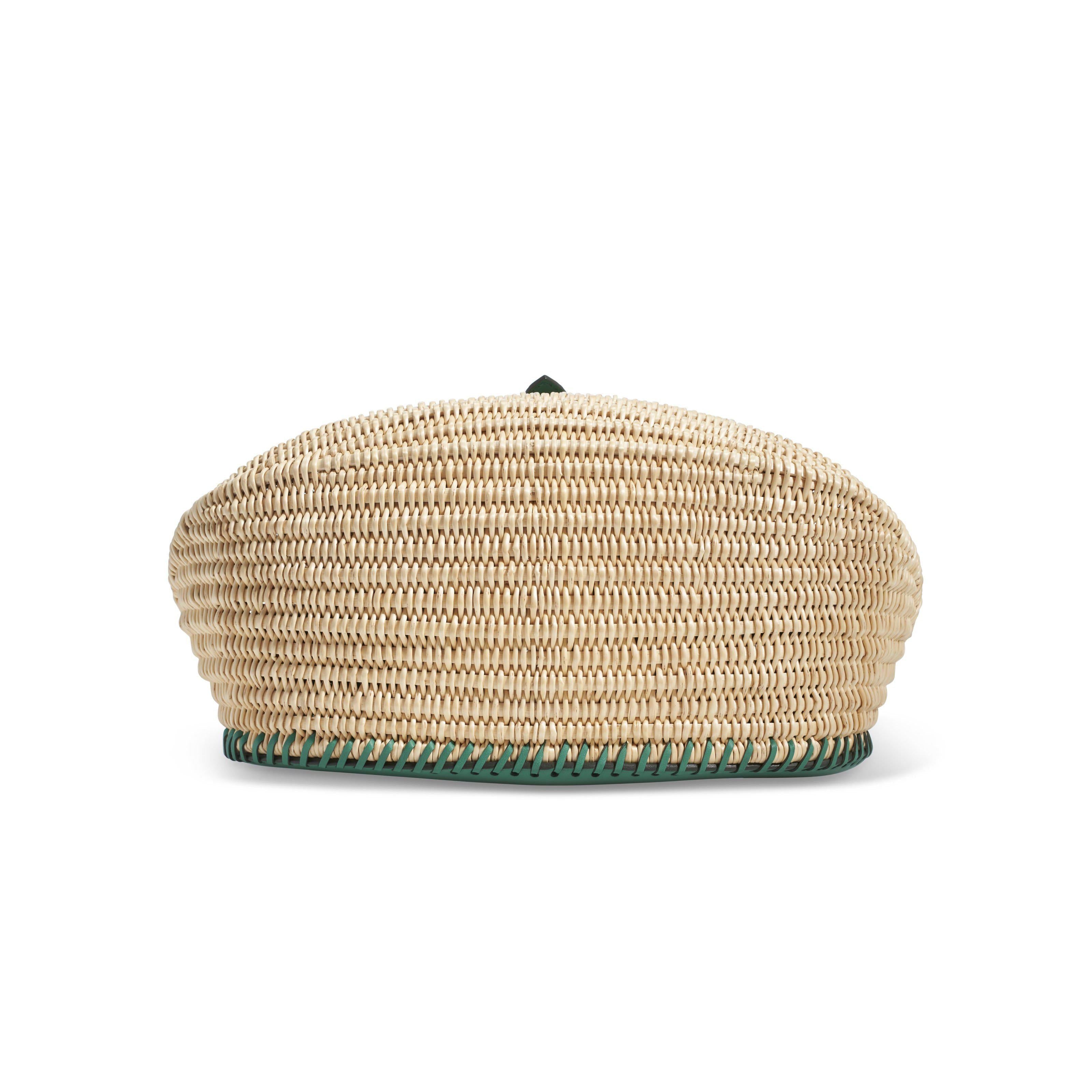 Hermes Wicker Fish Basket Crossbody, Vert Vertigo Swift with Palladium Hardware