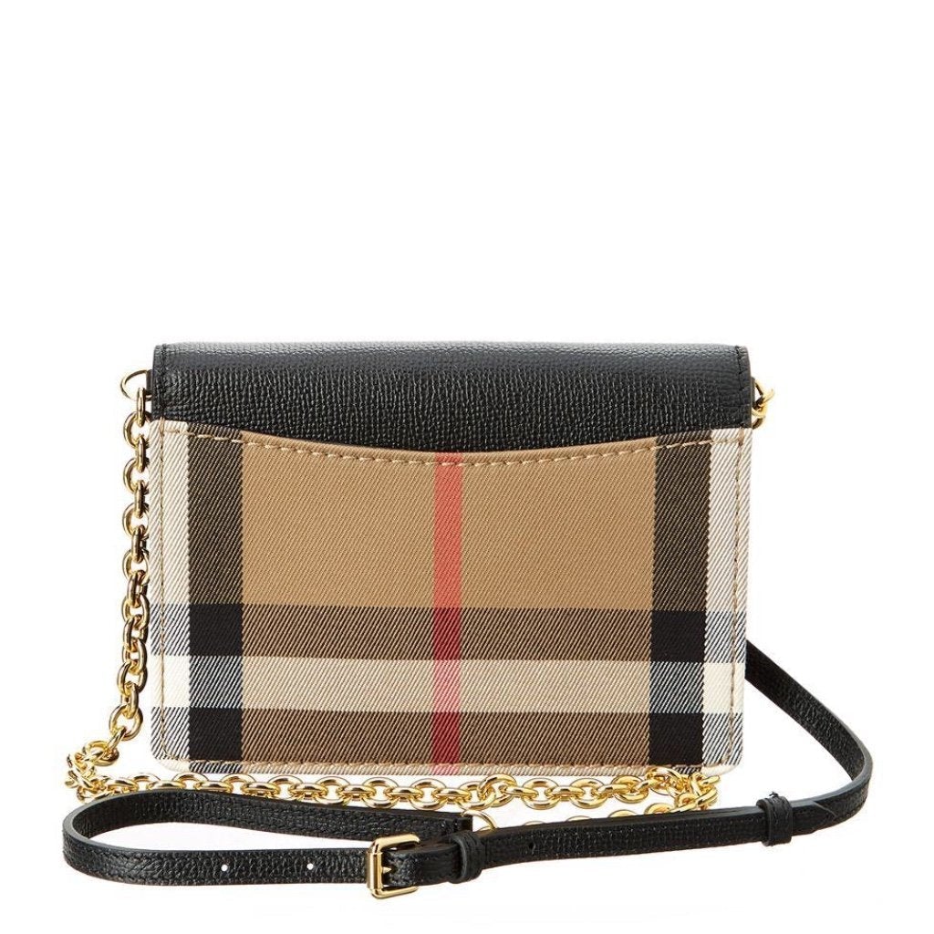 Hampshire House Check & Leather Crossbody Black