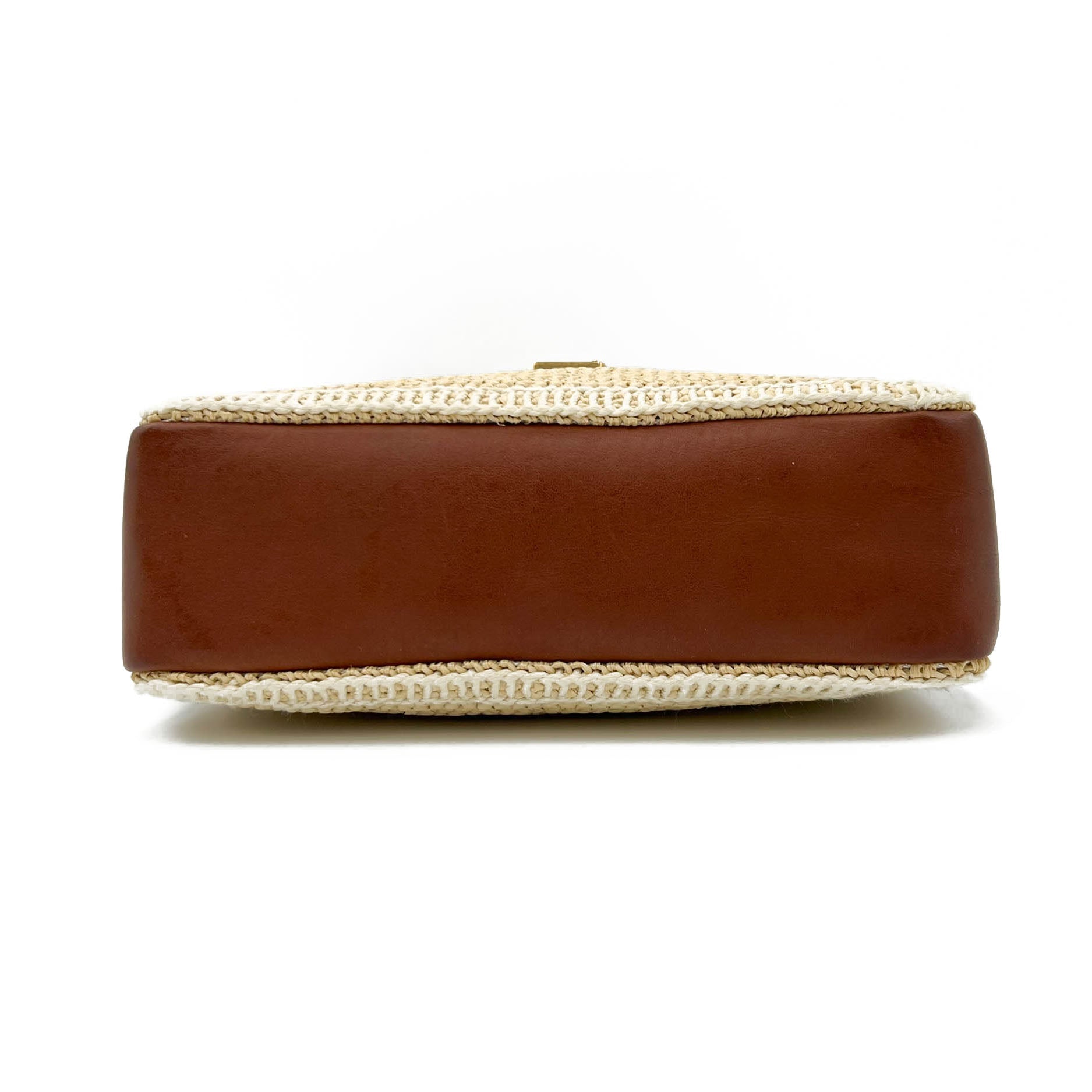 Saint Laurent Monogram Lou Camera Raffia Canvas Beige Brown Leather Shoulder Bag