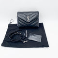 Saint Laurent Monogram Loulou Toy Silver Hardware Black Leather Shoulder Bag