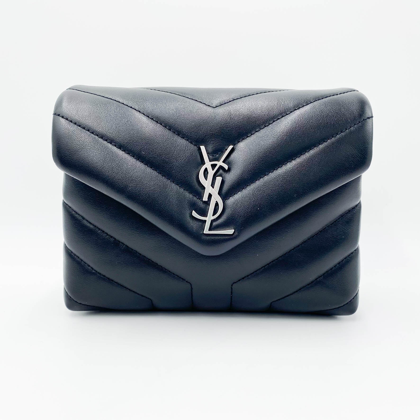 Saint Laurent Monogram Loulou Toy Silver Hardware Black Leather Shoulder Bag