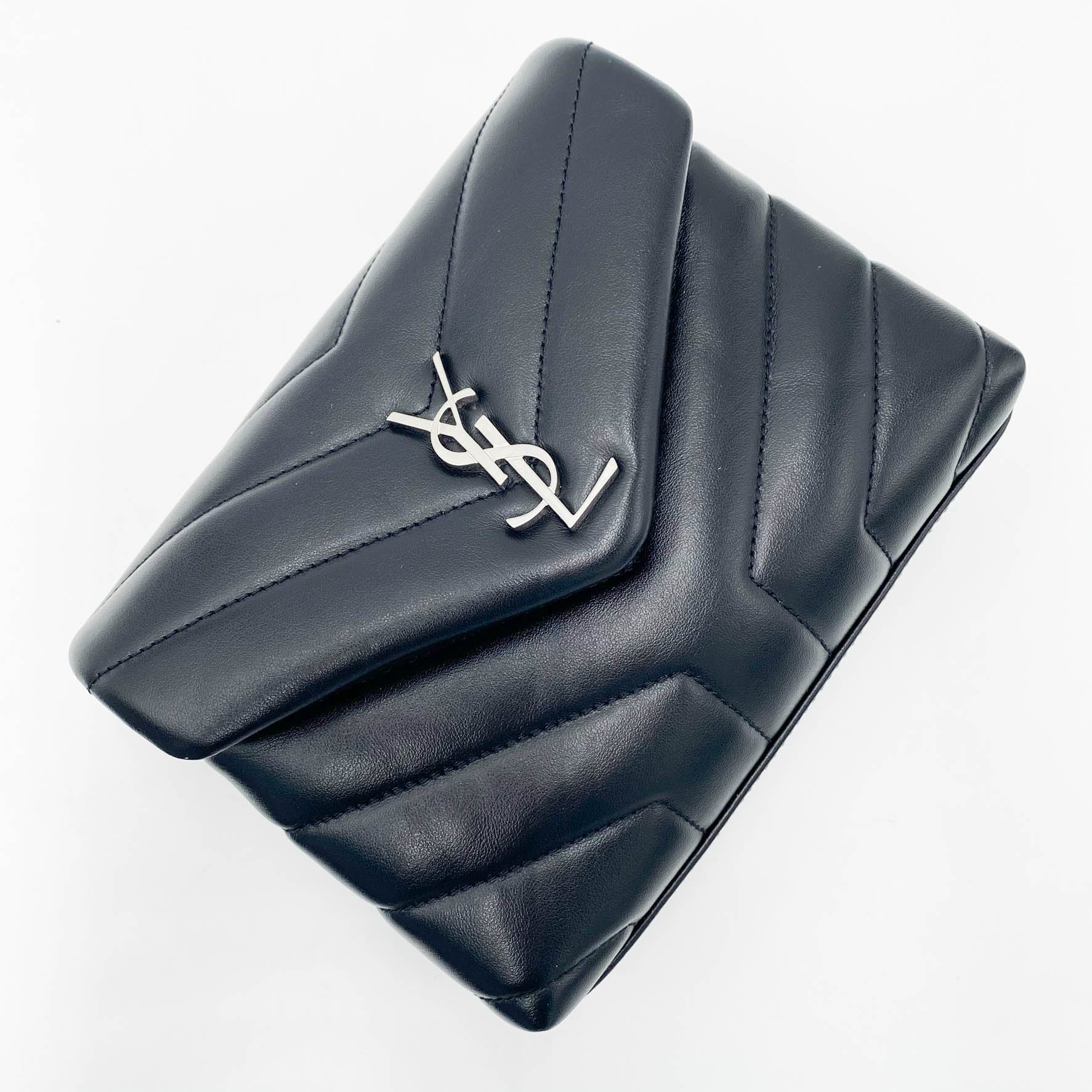 Saint Laurent Monogram Loulou Toy Silver Hardware Black Leather Shoulder Bag
